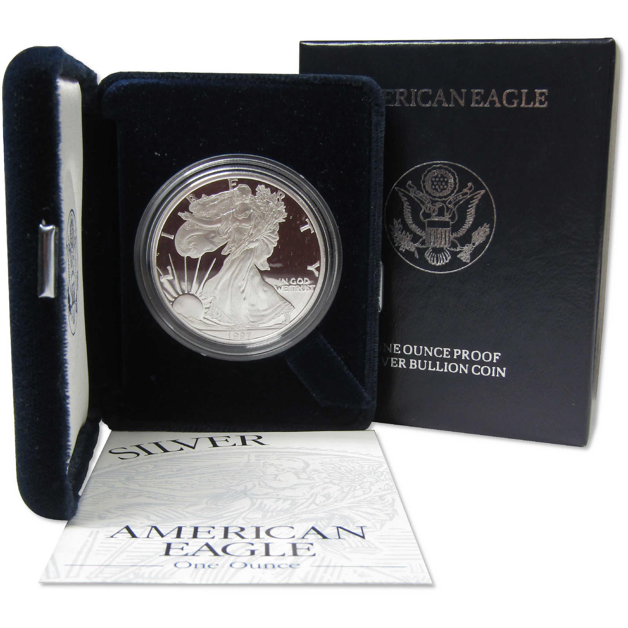 1997 P American Silver Eagle Bullion Proof $1 Coin Collectible OGP COA