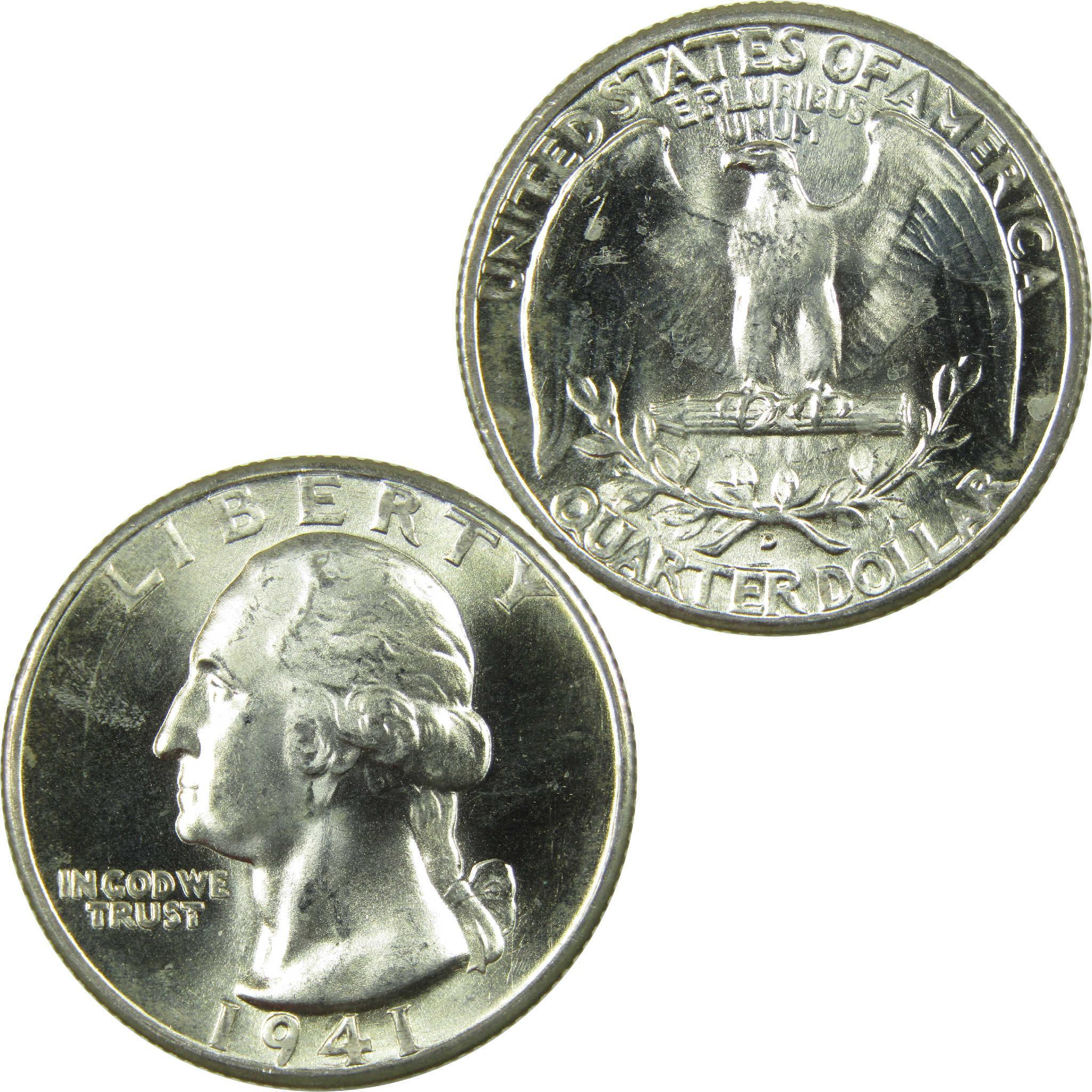 1941 D Washington Silver Quarter BU Gem Uncirculated Mint State