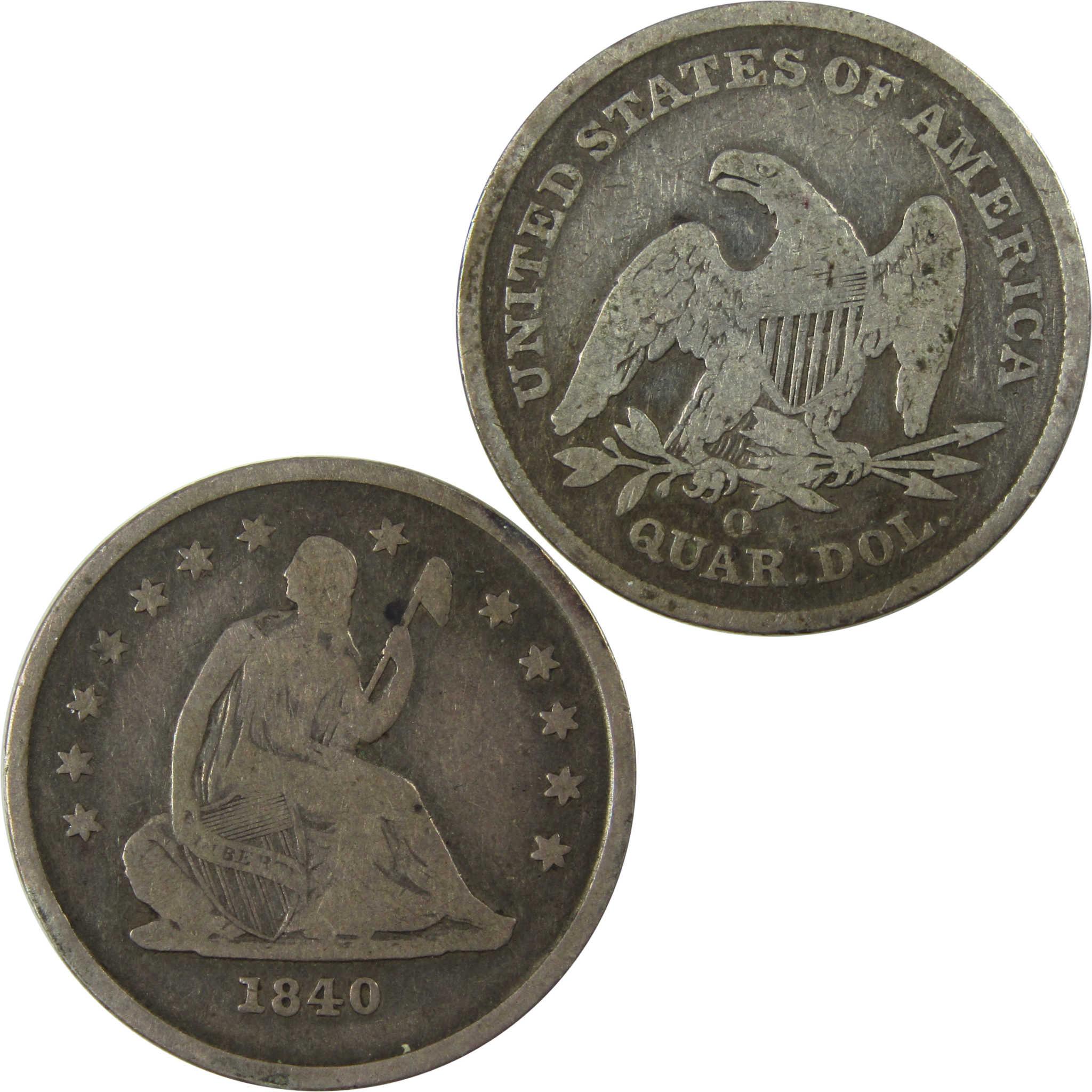 1840 O No Drapery Seated Liberty Silver Quarter F Fine SKU:I25378