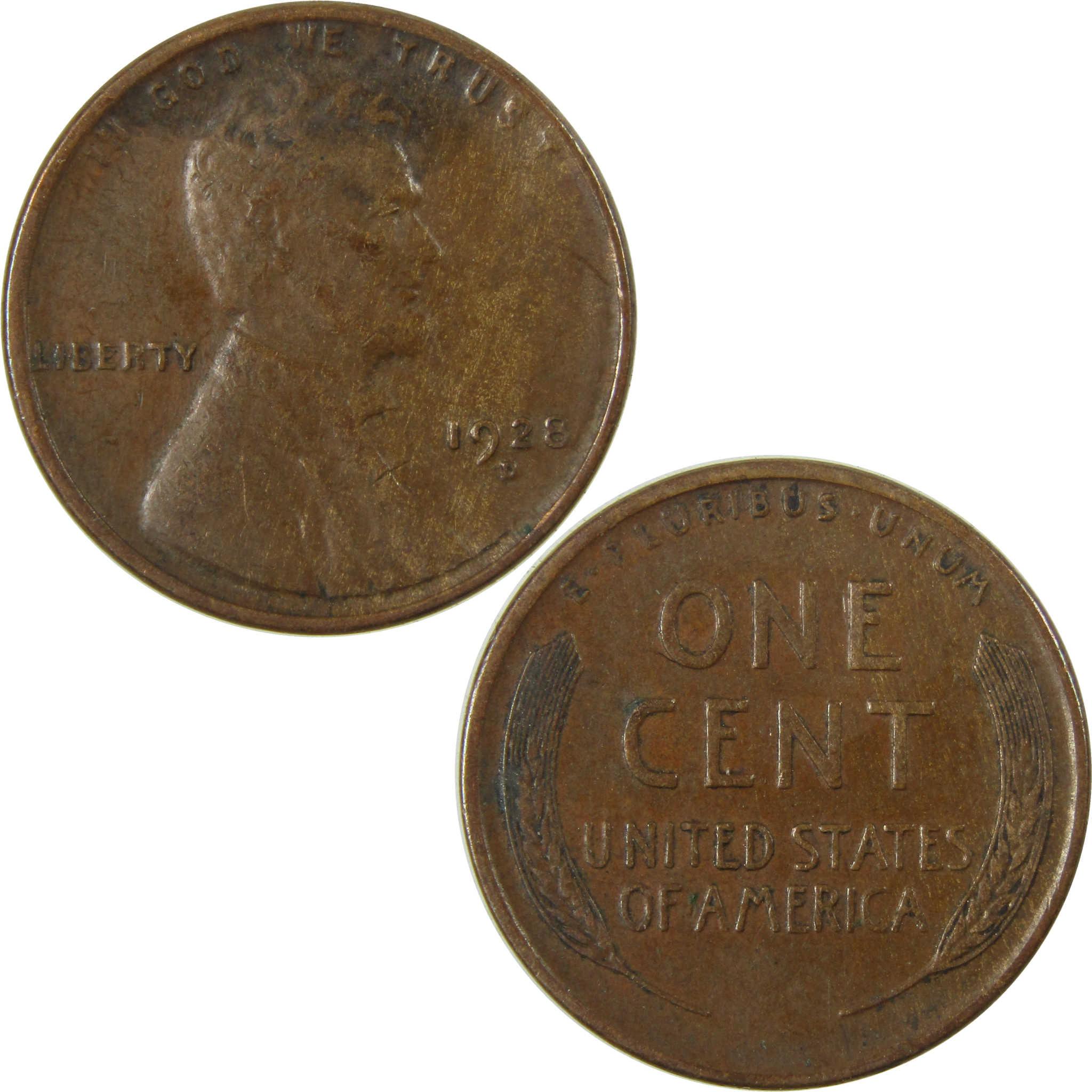 1928 D Lincoln Wheat Cent VF Very Fine Penny 1c Coin SKU:I27604