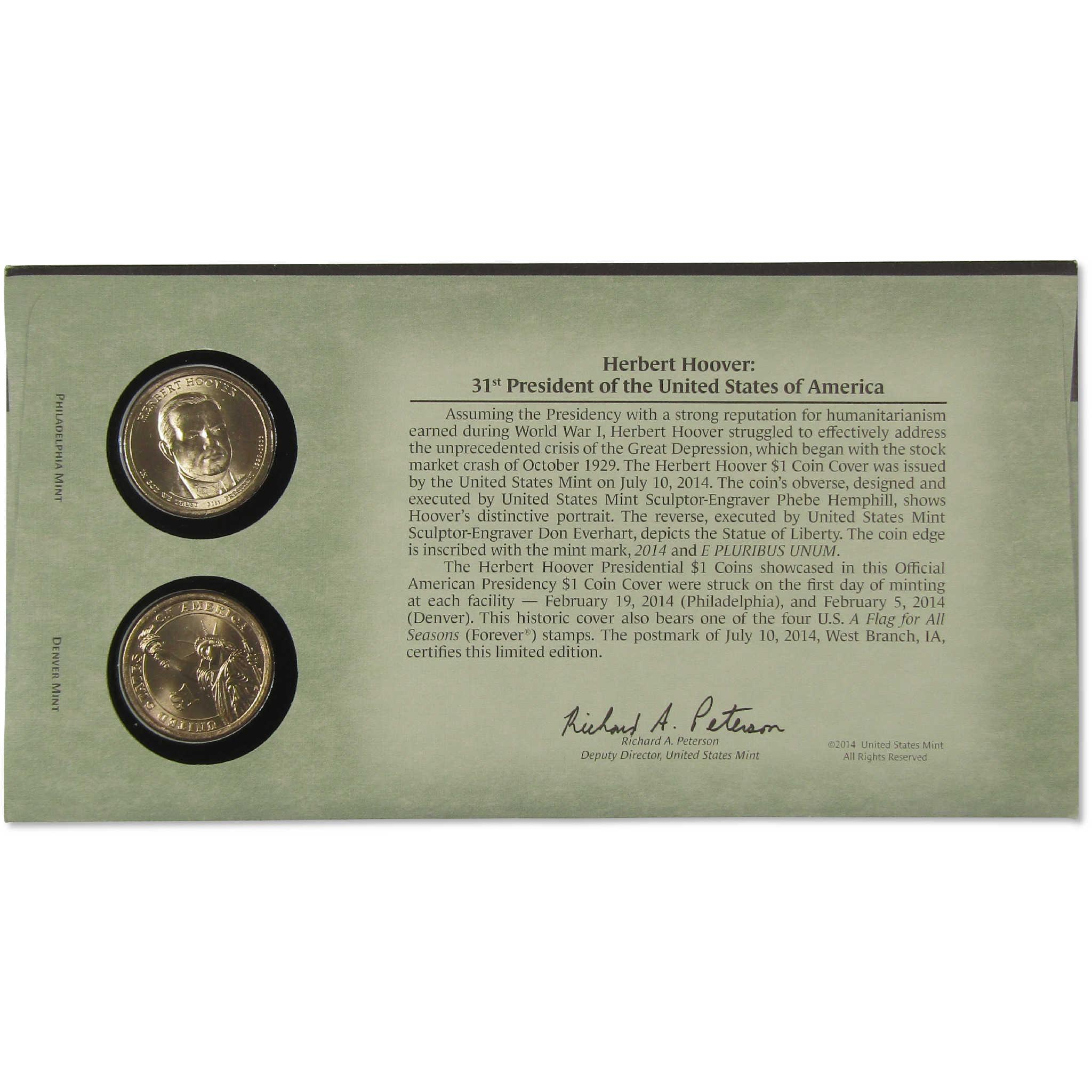 2014 Herbert Hoover American Presidency $1 Coin Cover SKU:CPC9872