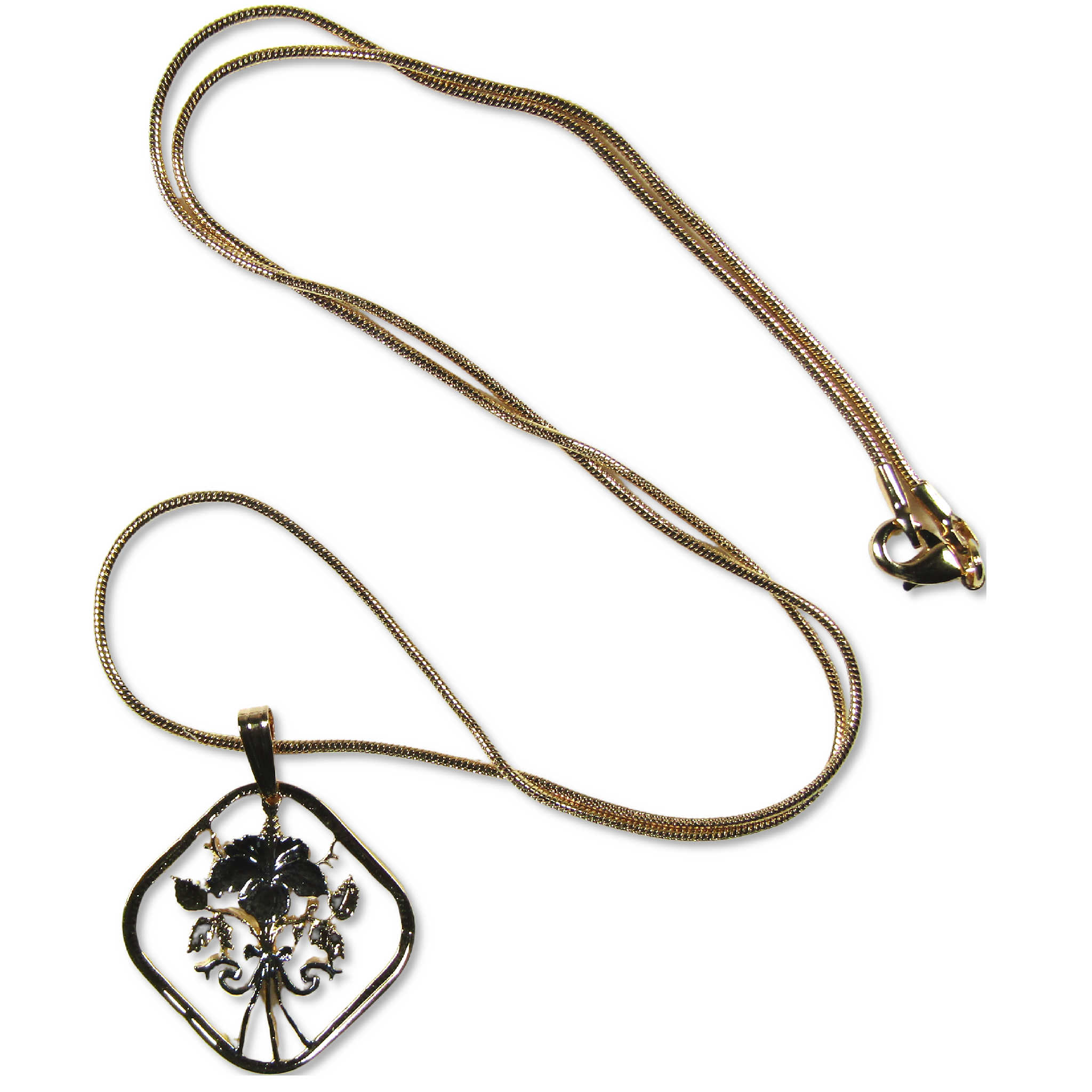 Hibiscus Flower Cut Coin Necklace with Gold-Plated Chain