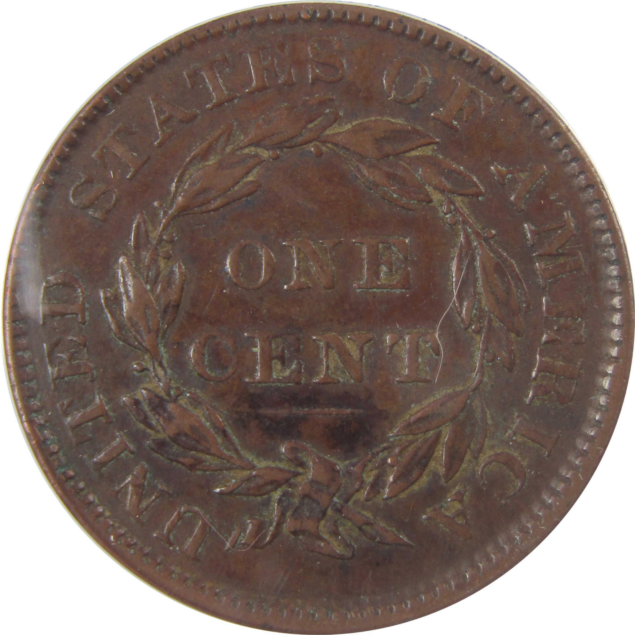 1836 Coronet Head Copper Large Cent EF 45 Details ANACS SKU:I24451