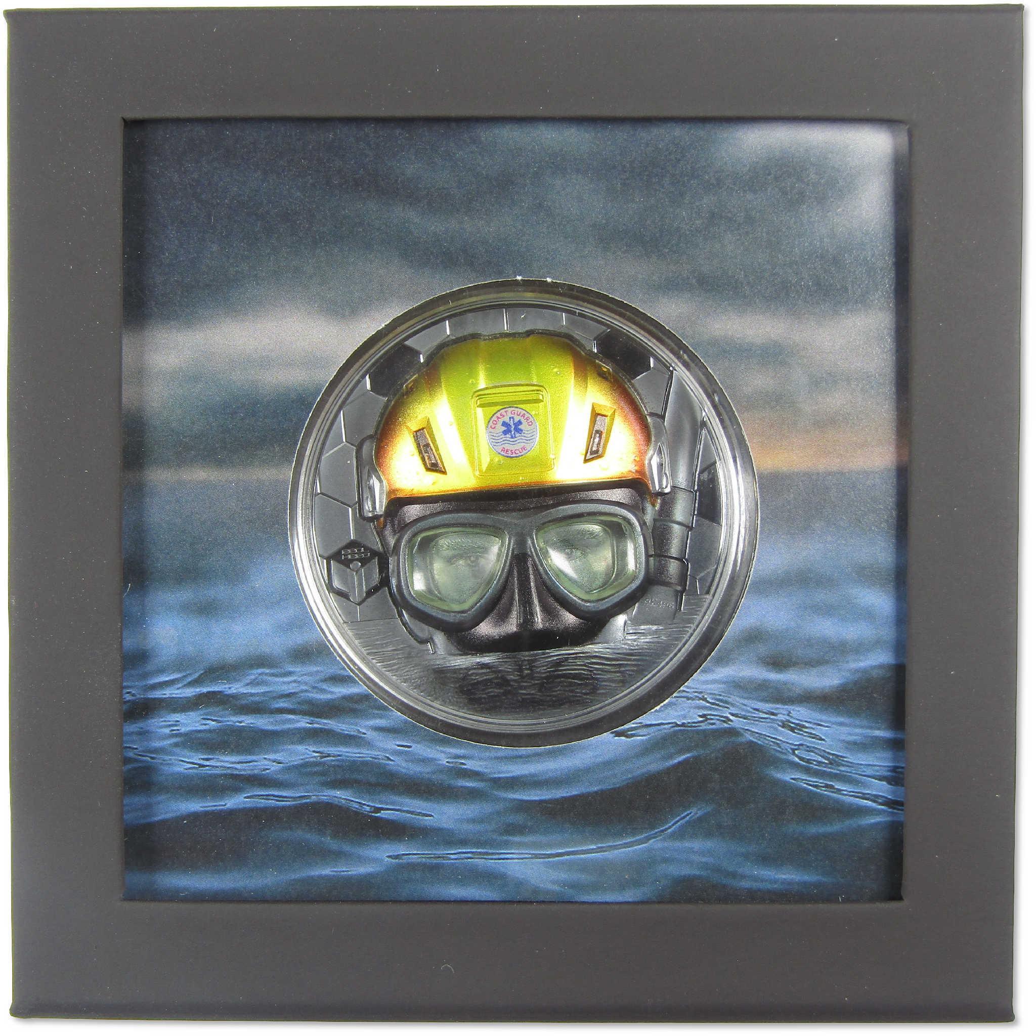 Real Heroes Coast Guard 3 oz Silver Black Proof $20 2023 Cook Islands