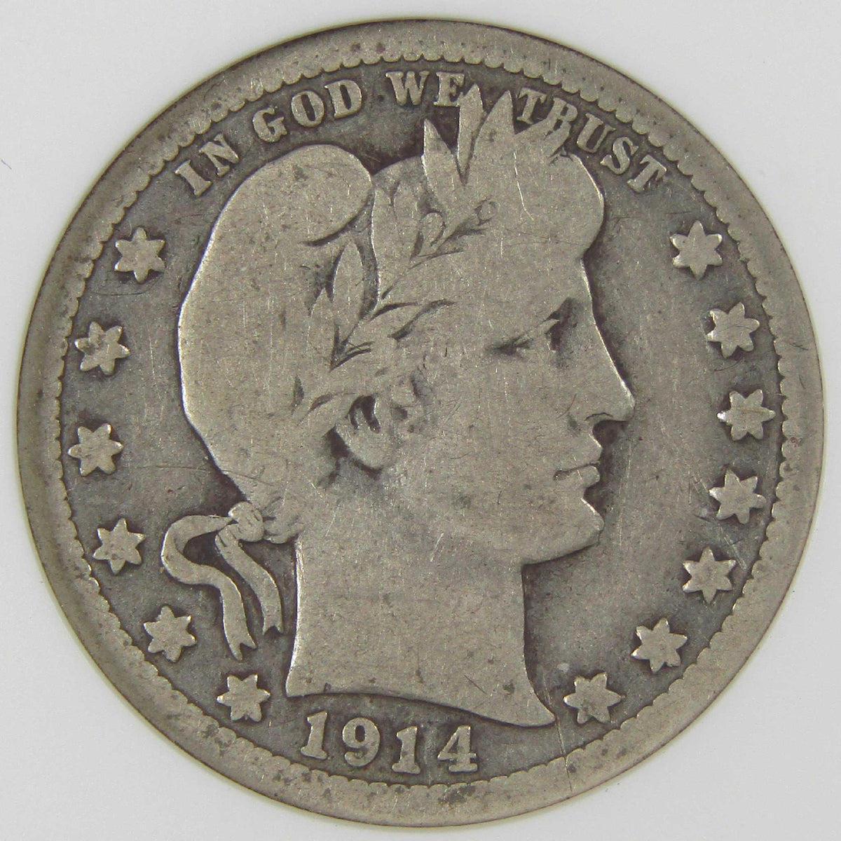 1914 S Barber Silver Quarter VG 8 ANACS 25c Coin Collectible