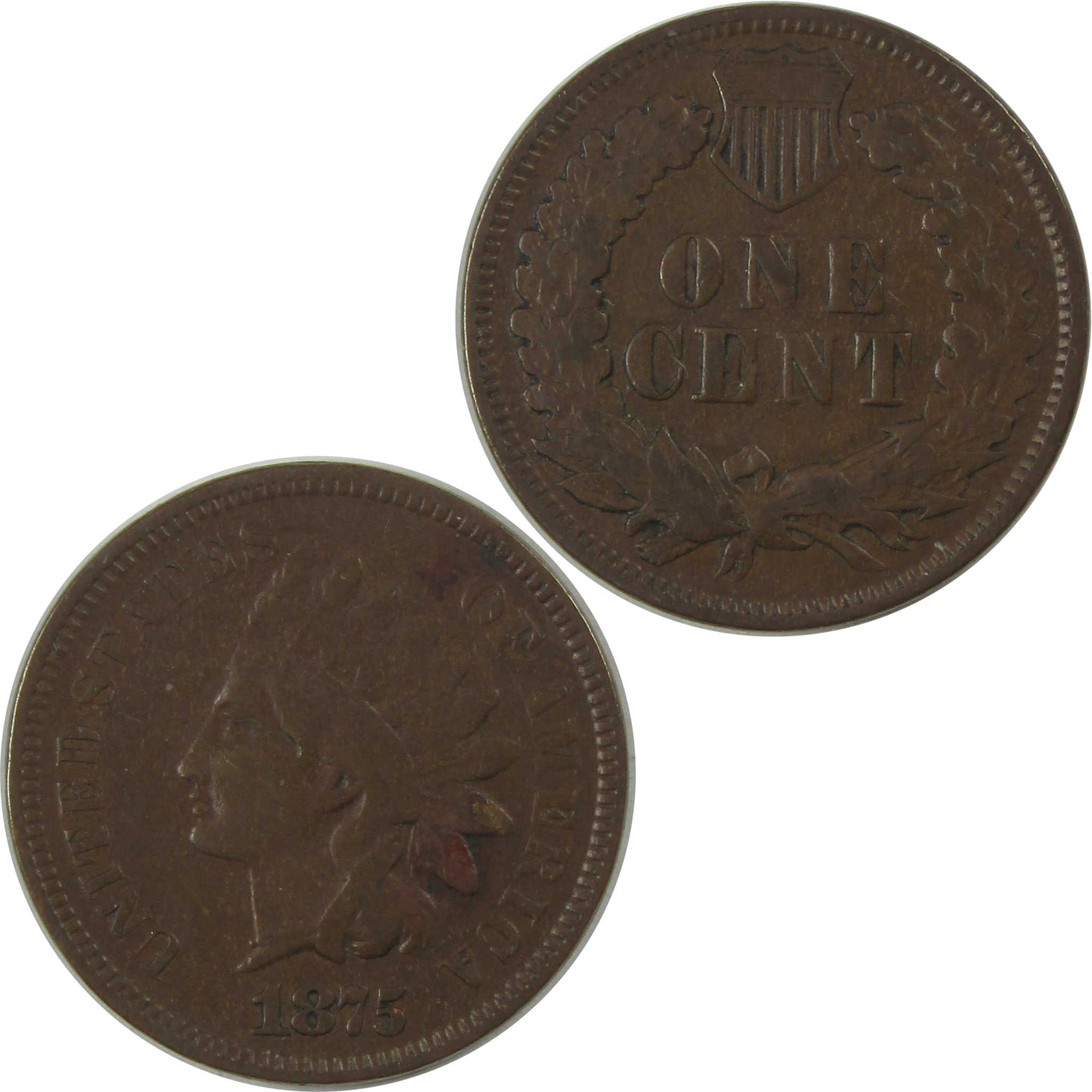 1875 Indian Head Cent F Fine Penny 1c Coin SKU:I22254