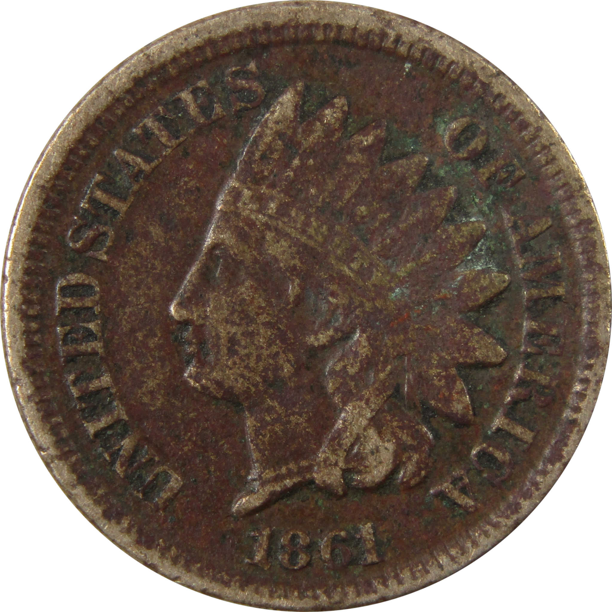 1861 Indian Head Cent F Fine Details Penny 1c Coin SKU:CP1192