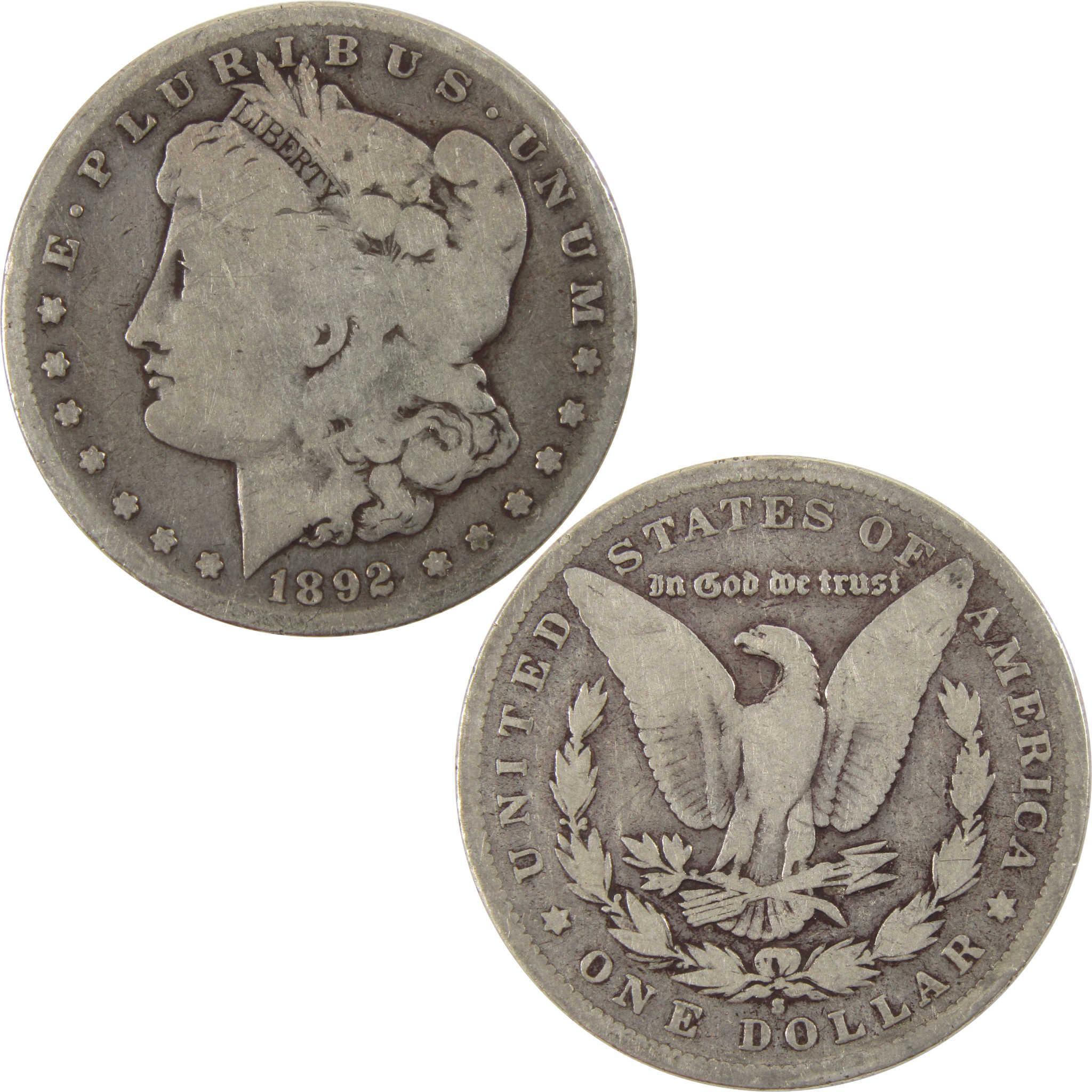 1892 S Morgan Dollar AG About Good 90% Silver $1 Coin SKU:I8003 - Morgan coin - Morgan silver dollar - Morgan silver dollar for sale - Profile Coins & Collectibles