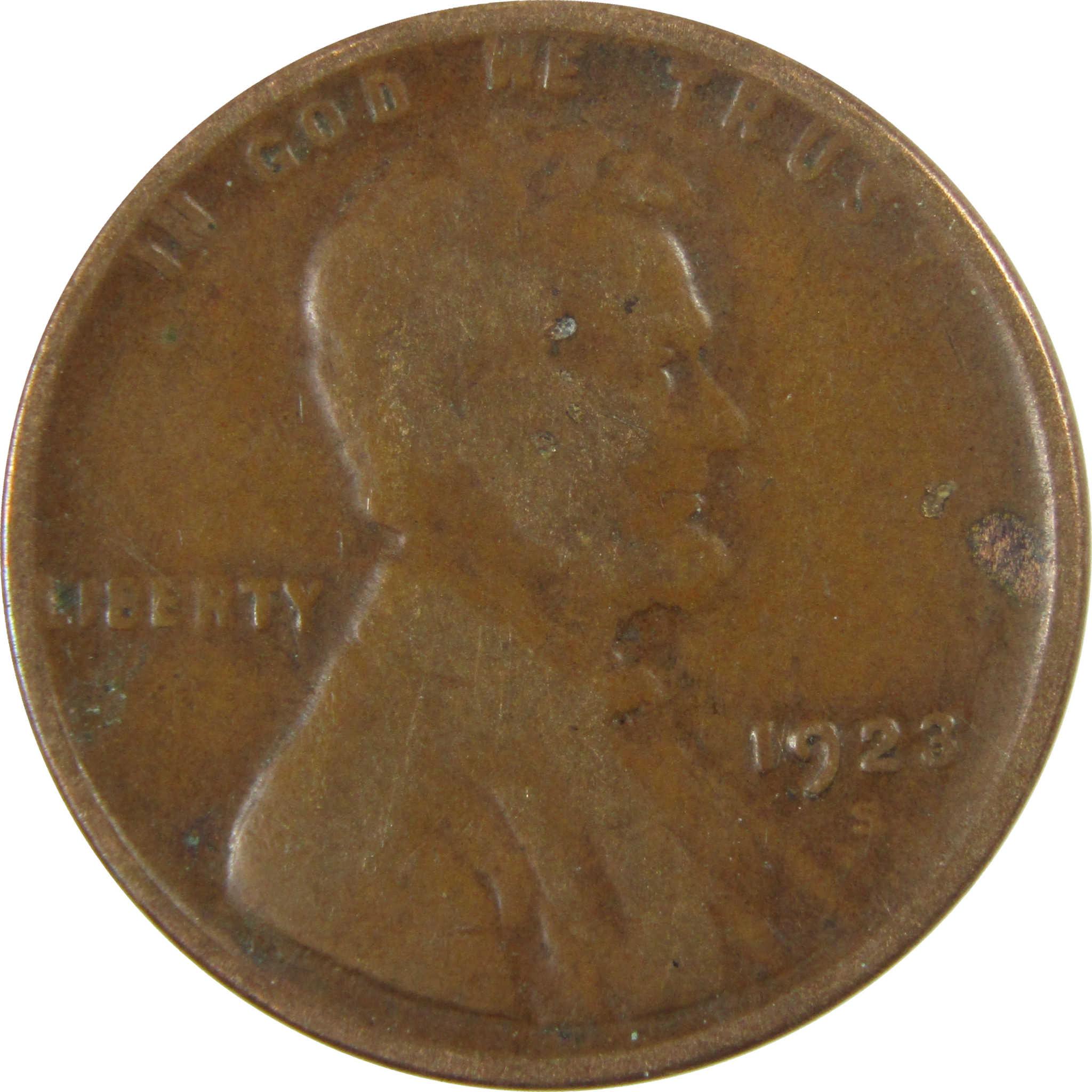1923 S Lincoln Wheat Cent VG Very Good Penny 1c Coin SKU:I28234