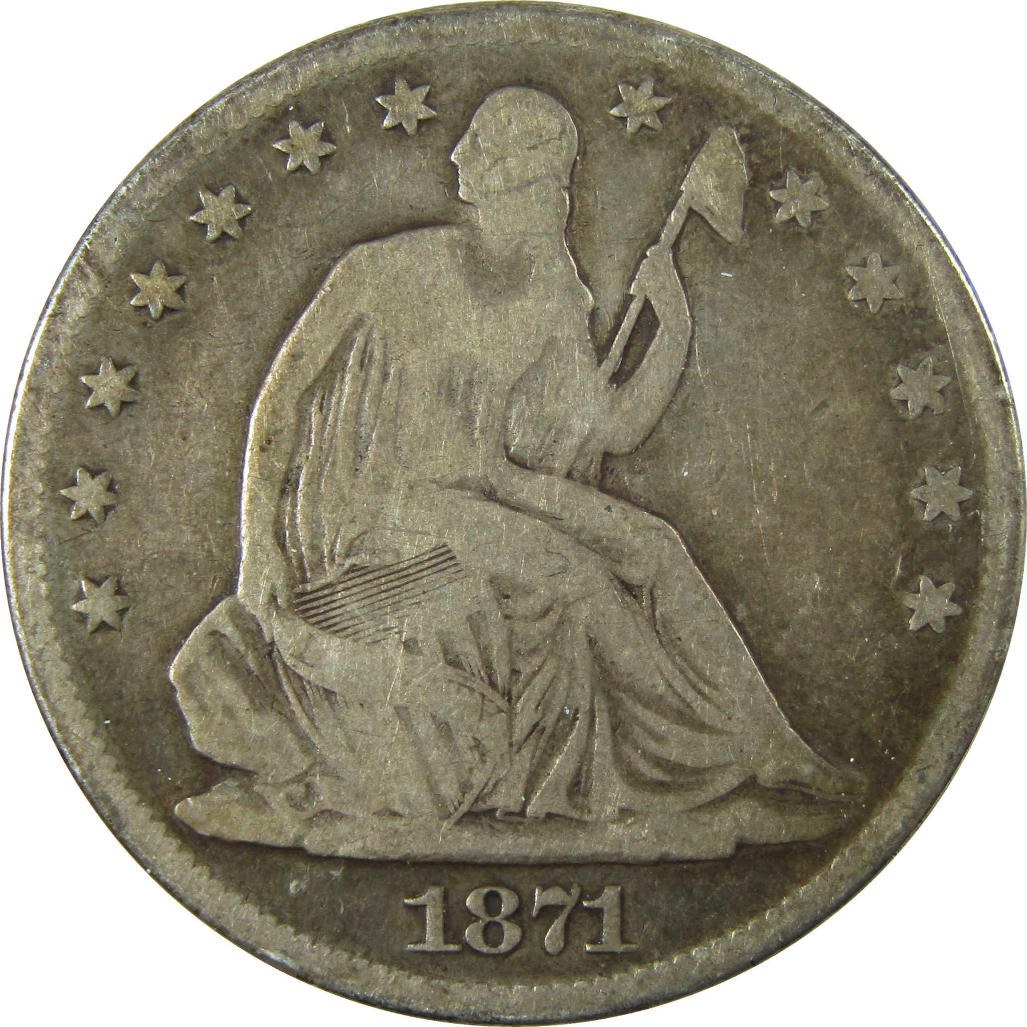 1871 Seated Liberty Silver Half Dollar VG Very Good SKU:I27858