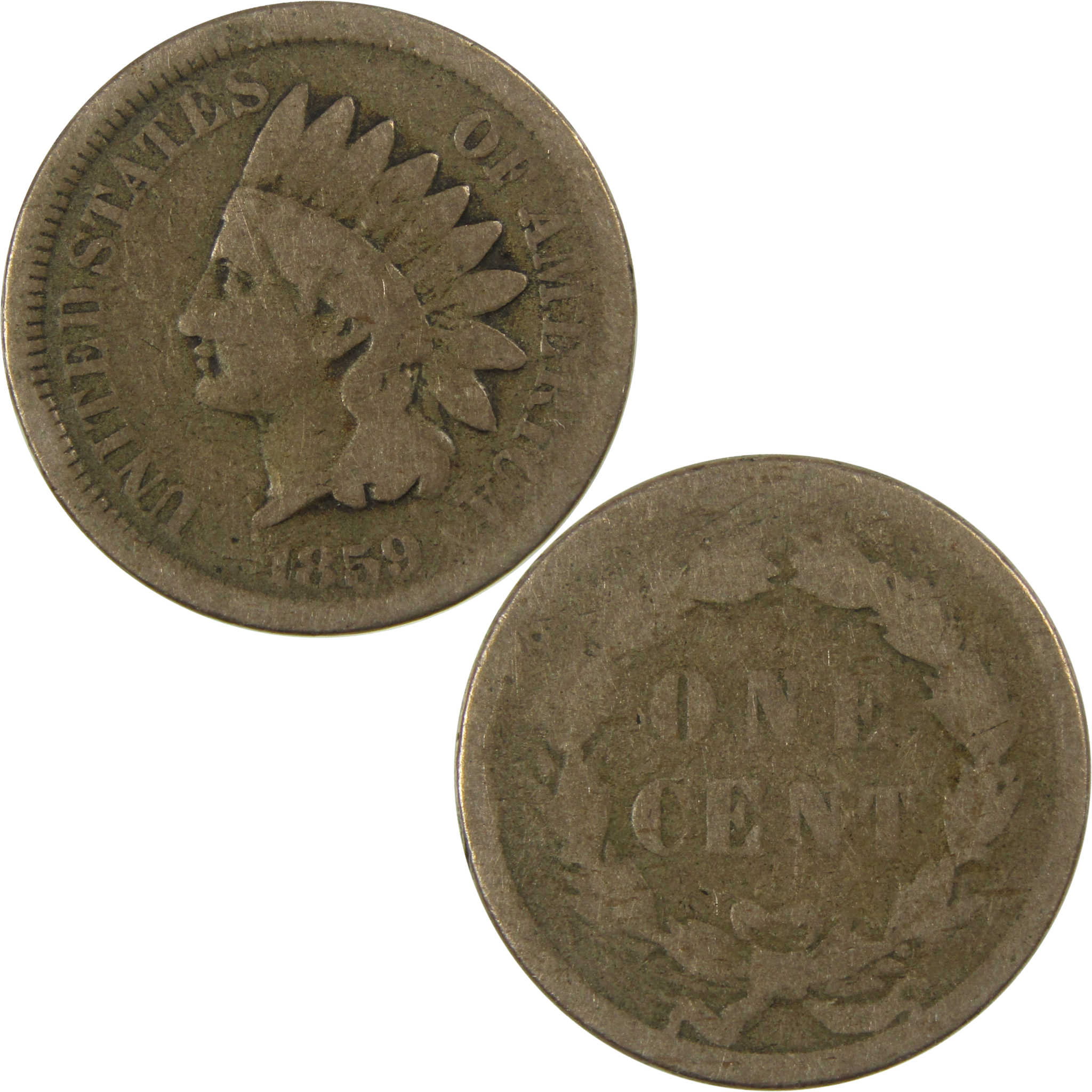 1859 Indian Head Cent AG About Good Penny 1c Coin SKU:I26965
