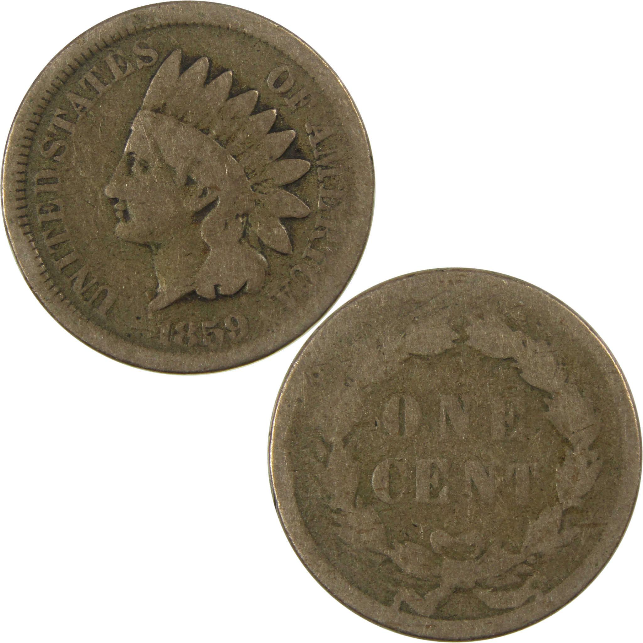 1859 Indian Head Cent AG About Good Penny 1c Coin SKU:I26965