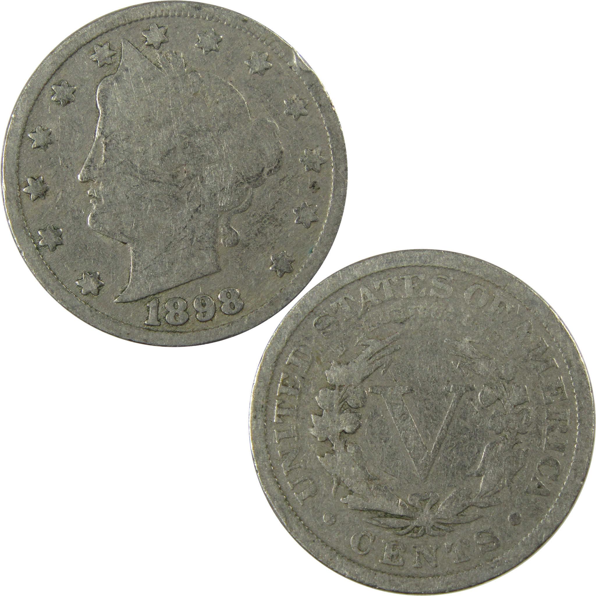 1898 Liberty Head V Nickel G Good 5c Coin Collectible SKU:I26918