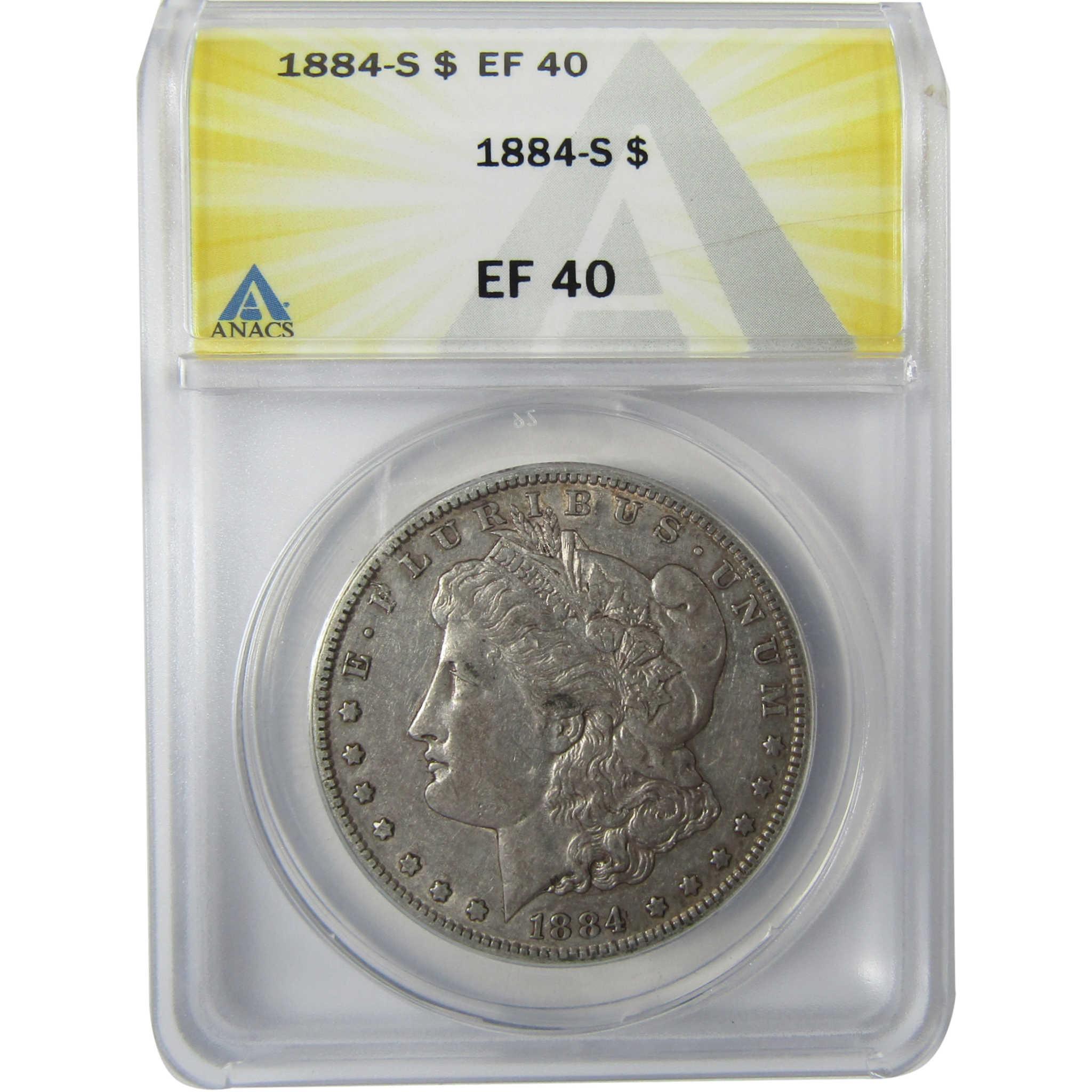 1884 S Morgan Silver Dollar EF 40 ANACS $1 Coin SKU:I27946 - Morgan coin - Morgan silver dollar - Morgan silver dollar for sale - Profile Coins & Collectibles