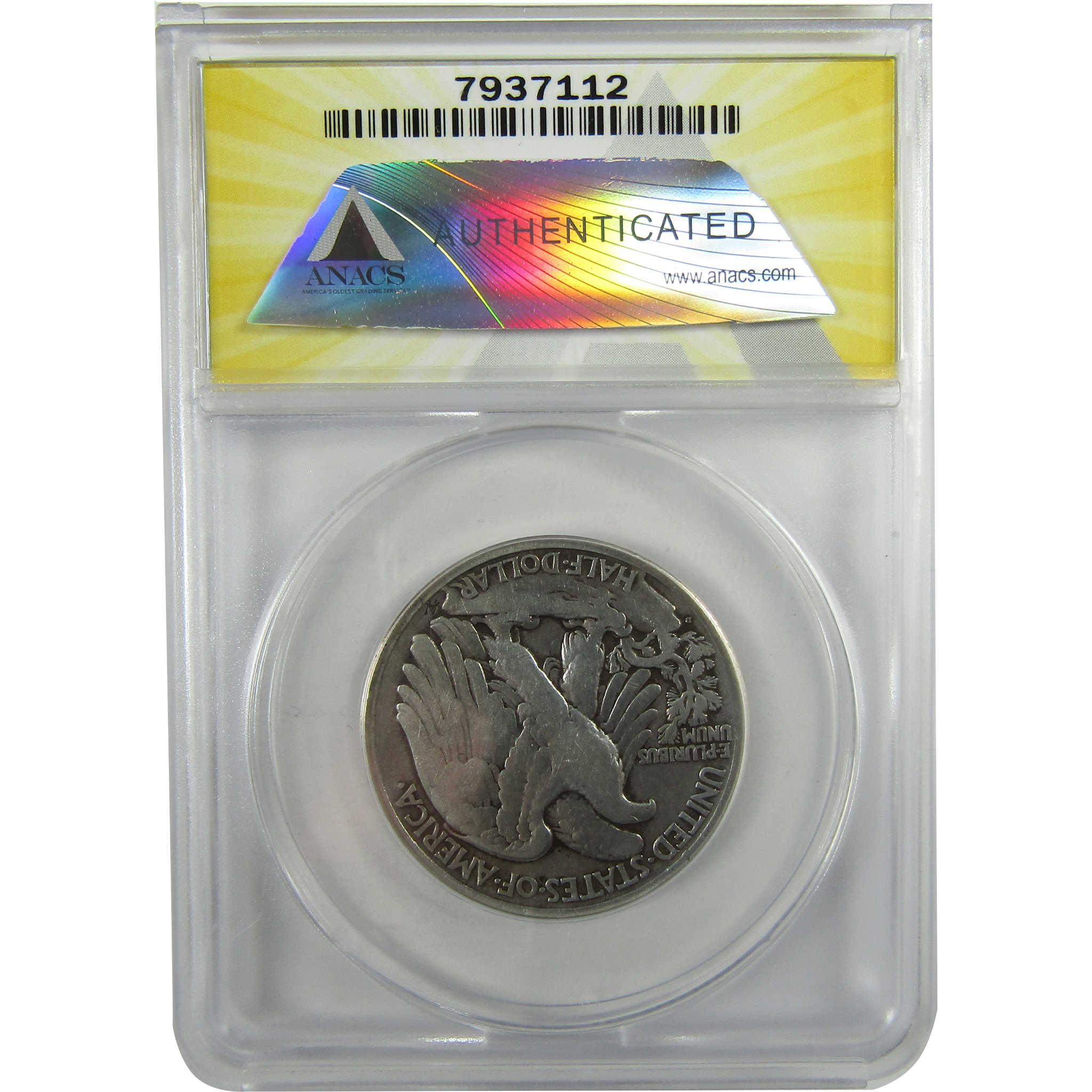 1921 D Liberty Walking Silver 50c F 12 Details ANACS SKU:I28012