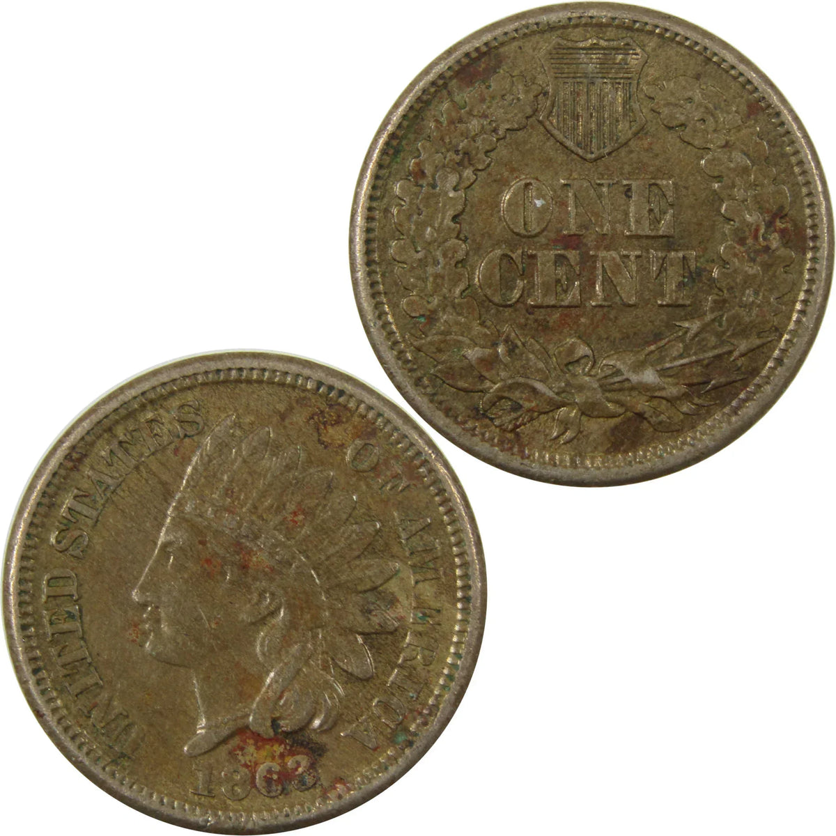 1863 Indian Head Cent XF EF Extremely Fine Details Penny SKU:CP1271