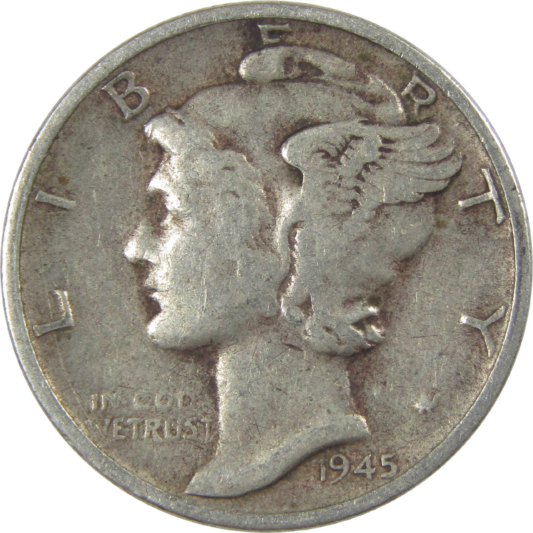 1945 S Mercury Dime Circulated Silver 10c Coin Collectible