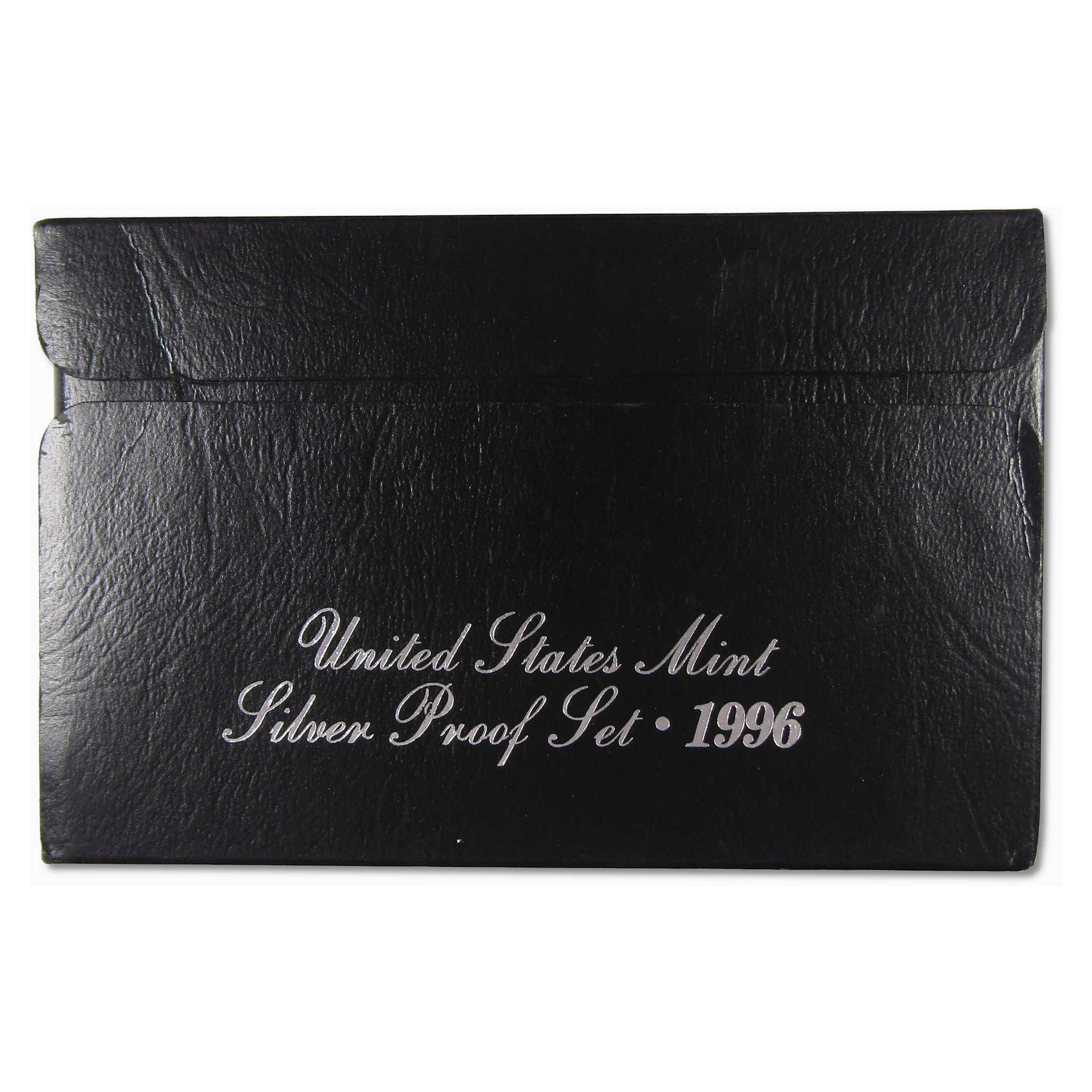 United States Mint 1996 Silver Proof Set black collector's envelope