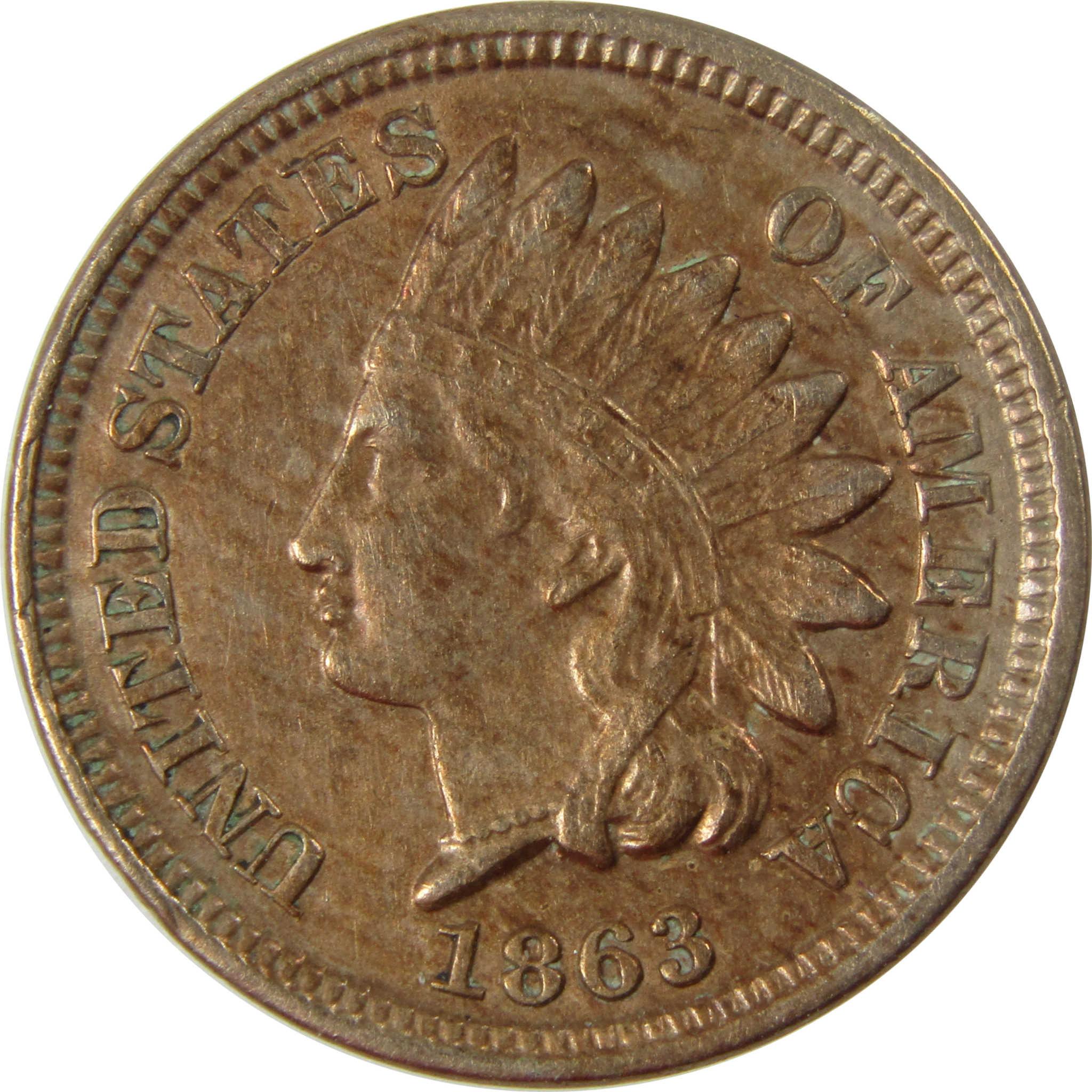 1863 Indian Head Cent XF EF Extremely Fine Penny 1c Coin SKU:CP1224