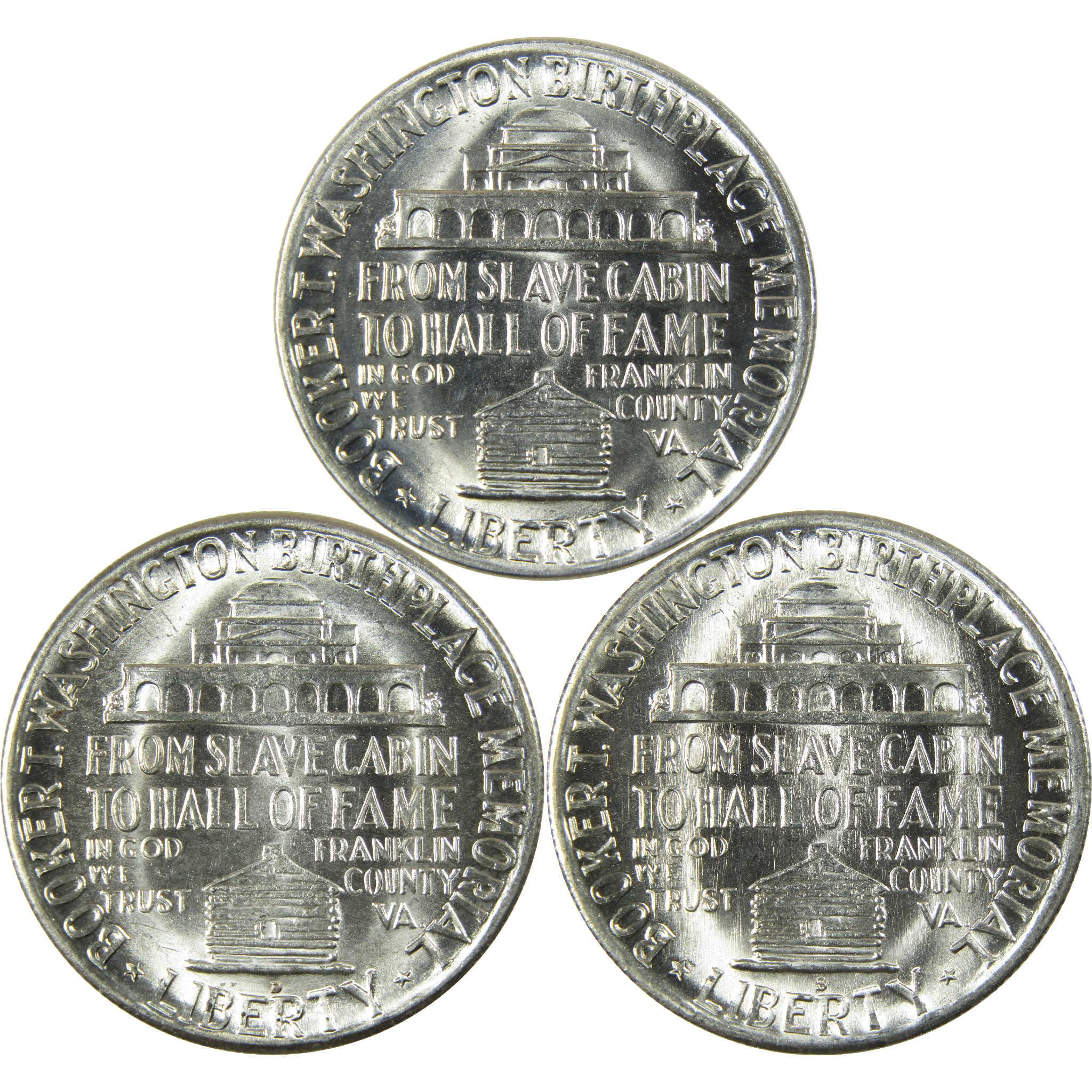 1946 Booker T Washington Half Dollar 3 Coin PDS Set BU Uncirculated