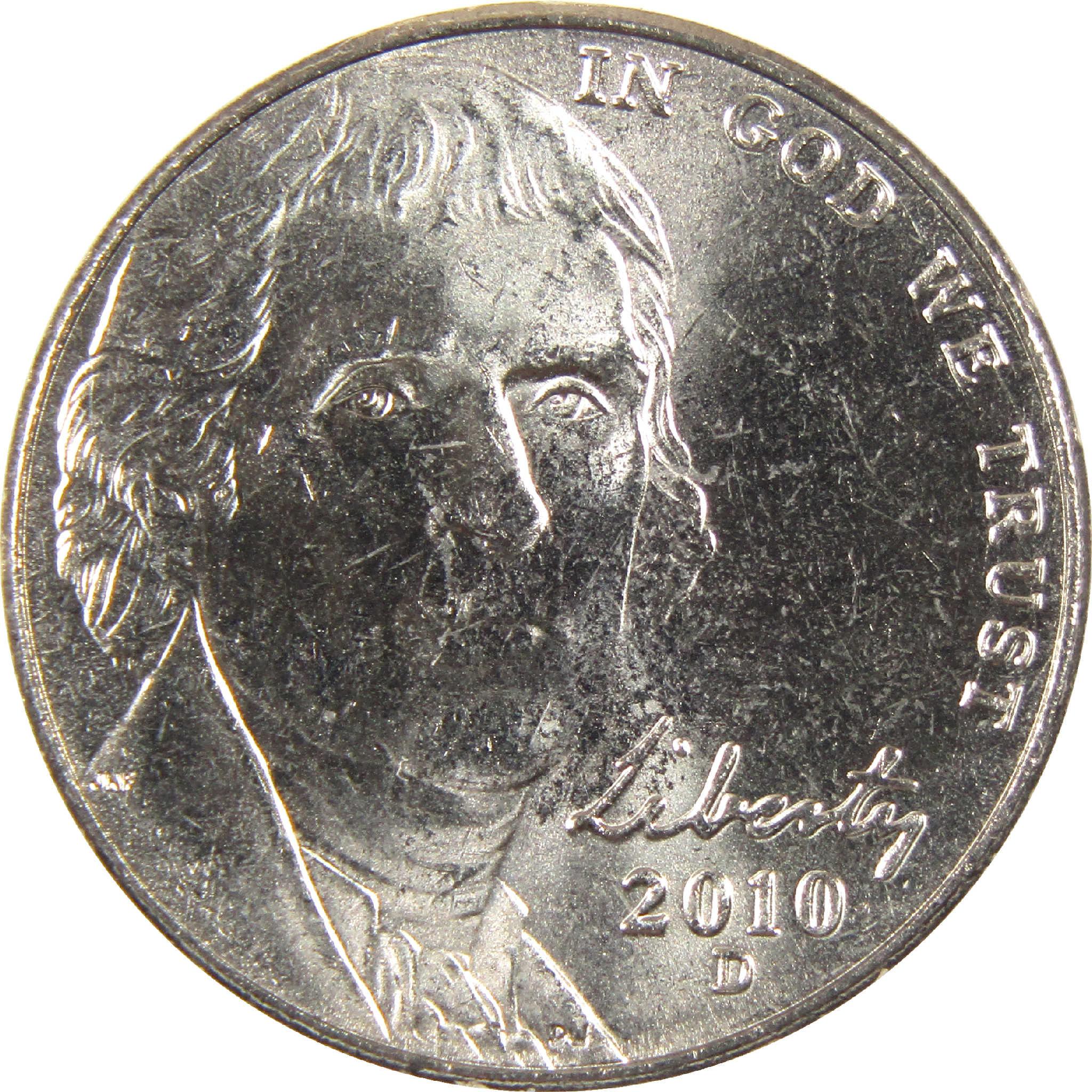 2010 D Jefferson Nickel BU Uncirculated 5c Coin