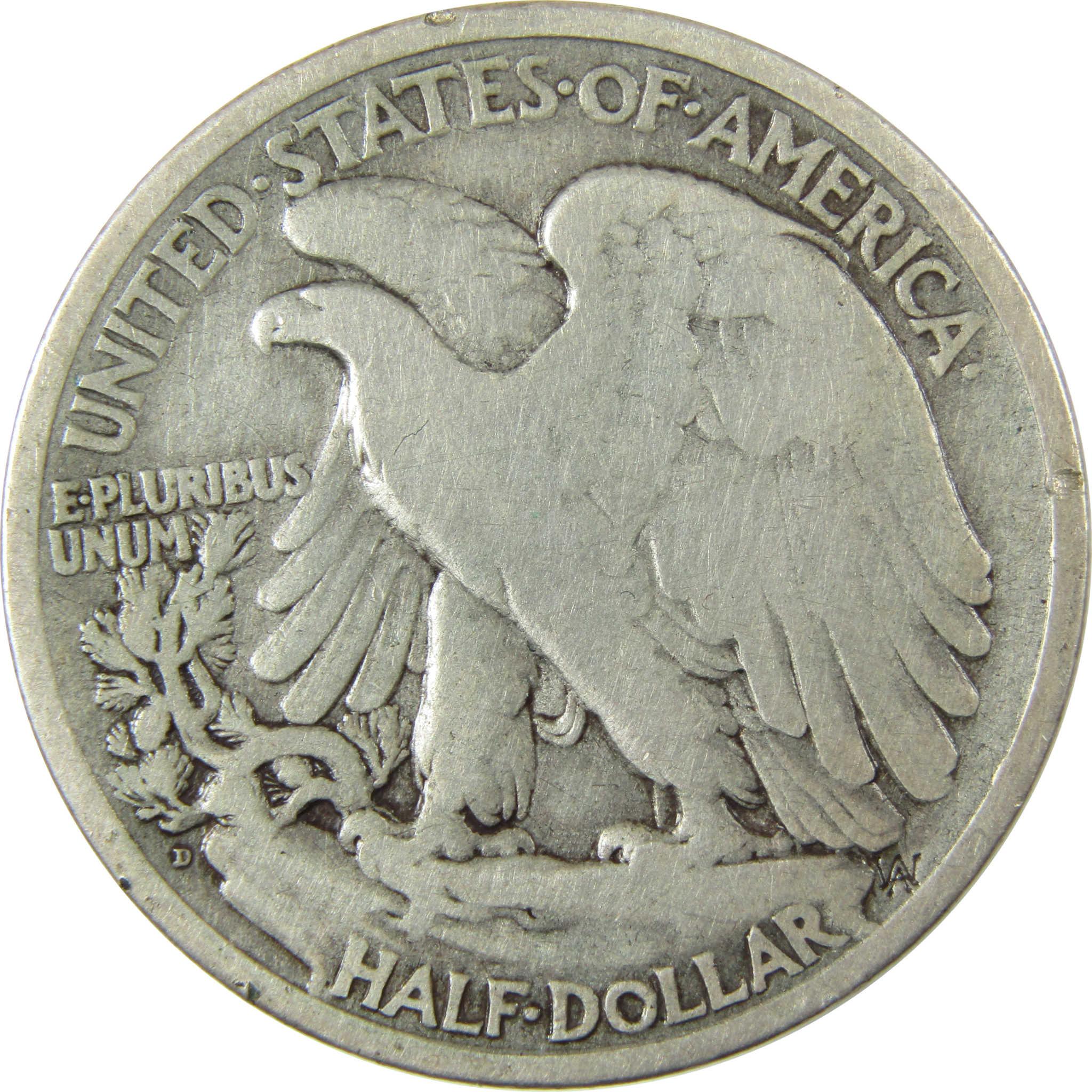 1919 D Liberty Walking Silver 50c VG Very Good Details SKU:CP1452