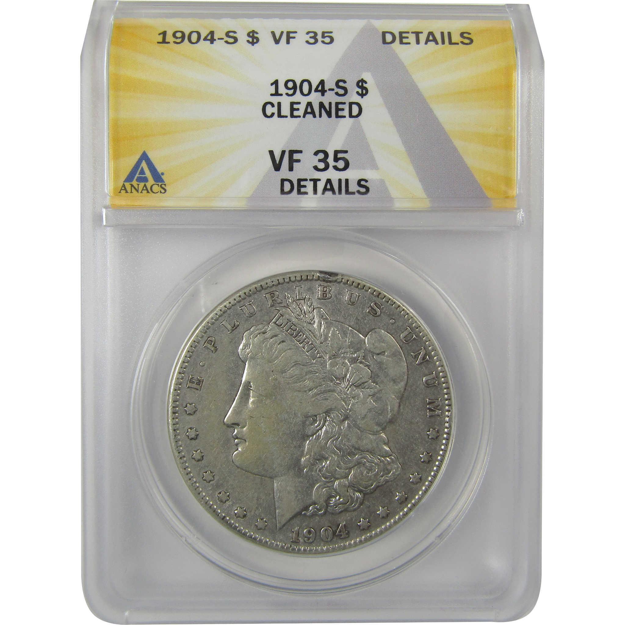 1904 S Morgan Dollar VF 35 Details ANACS Silver $1 Coin SKU:I21178 - Morgan coin - Morgan silver dollar - Morgan silver dollar for sale - Profile Coins & Collectibles