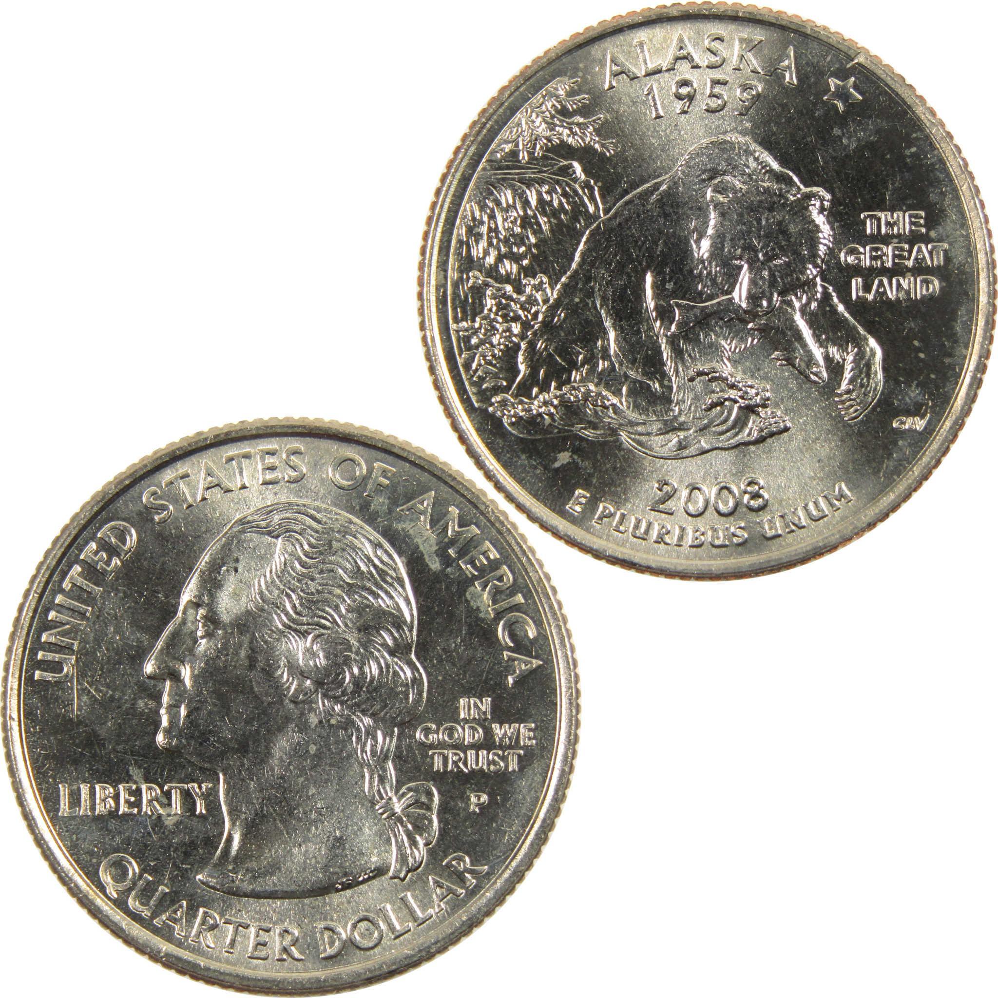 2008 P Alaska State Quarter BU Uncirculated Clad 25c Coin