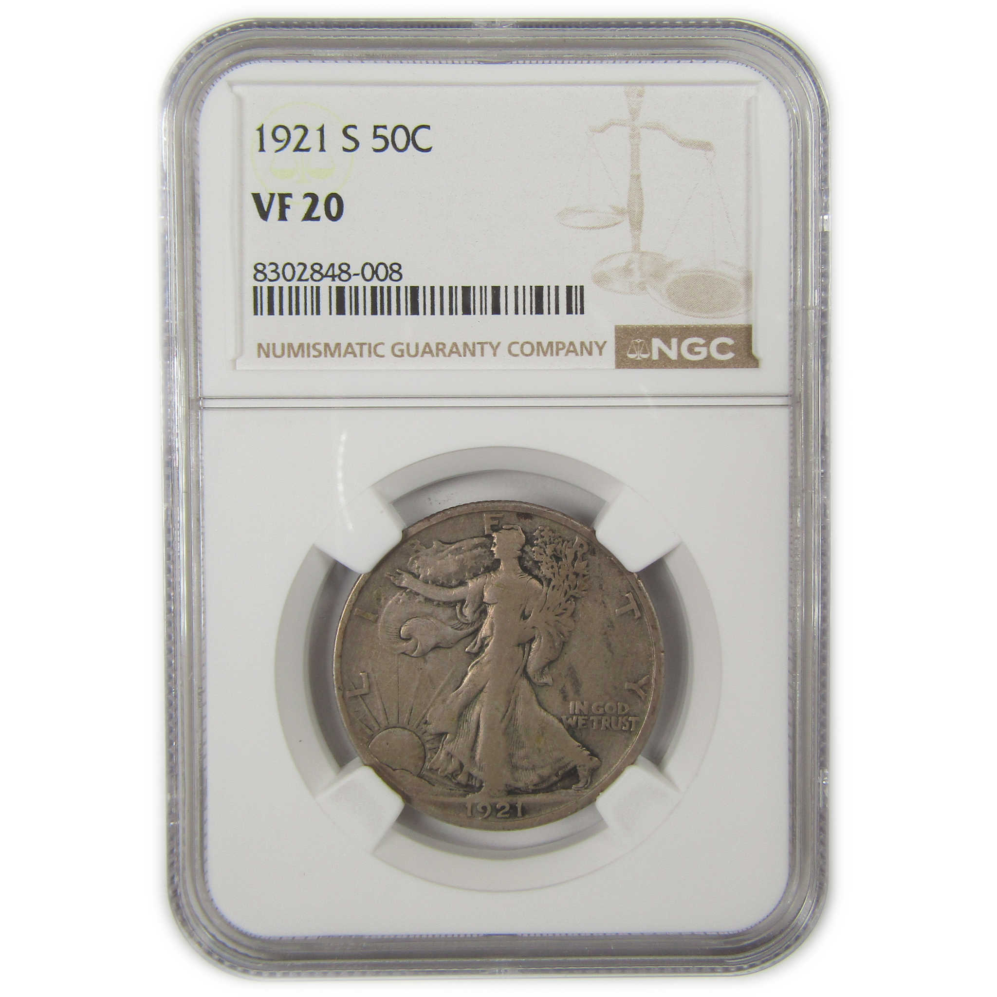1921 S Liberty Walking Half Dollar VF 20 NGC Silver SKU:I20586