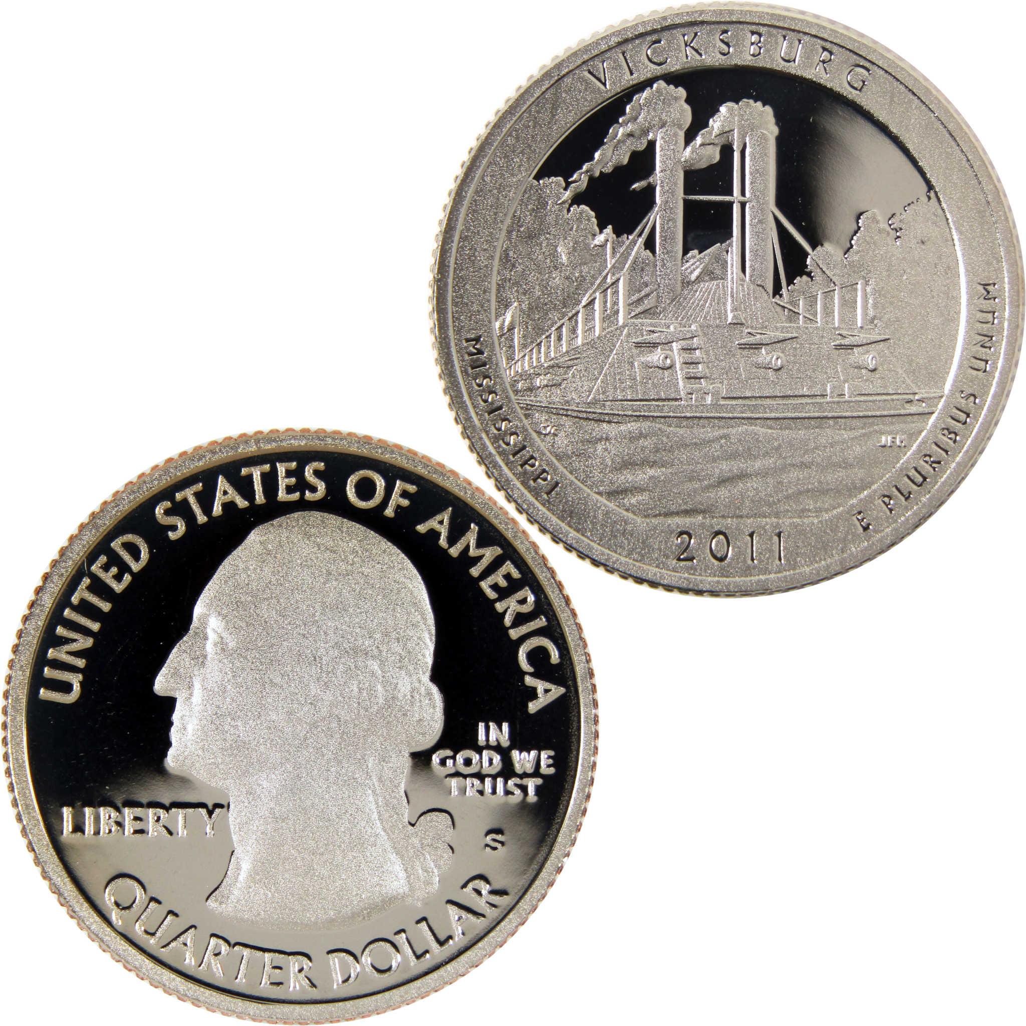 2011 Vicksburg Mississippi quarter dollar collectible coin, obverse and reverse sides