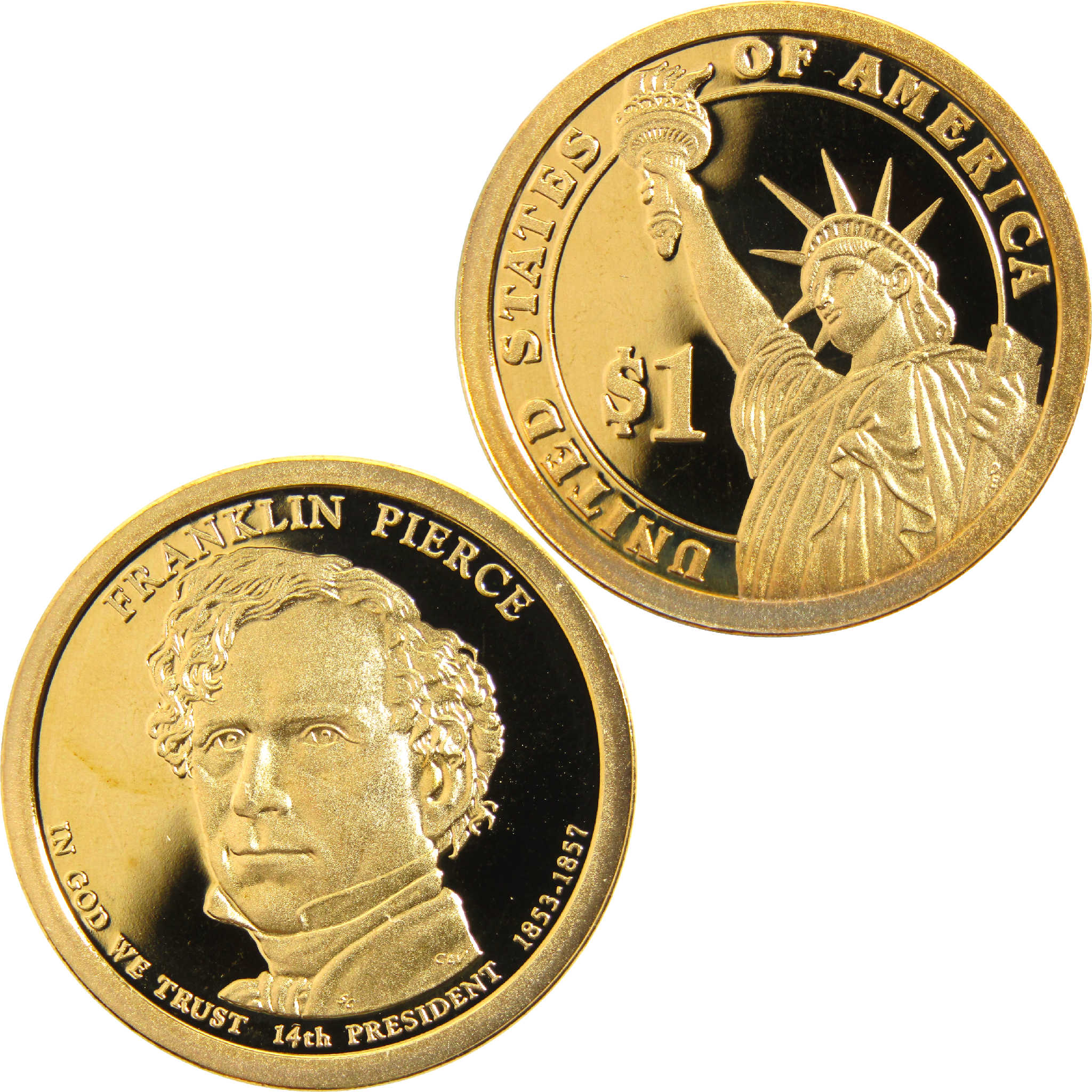 2010 S Franklin Pierce Presidential Dollar Choice Proof $1 Coin