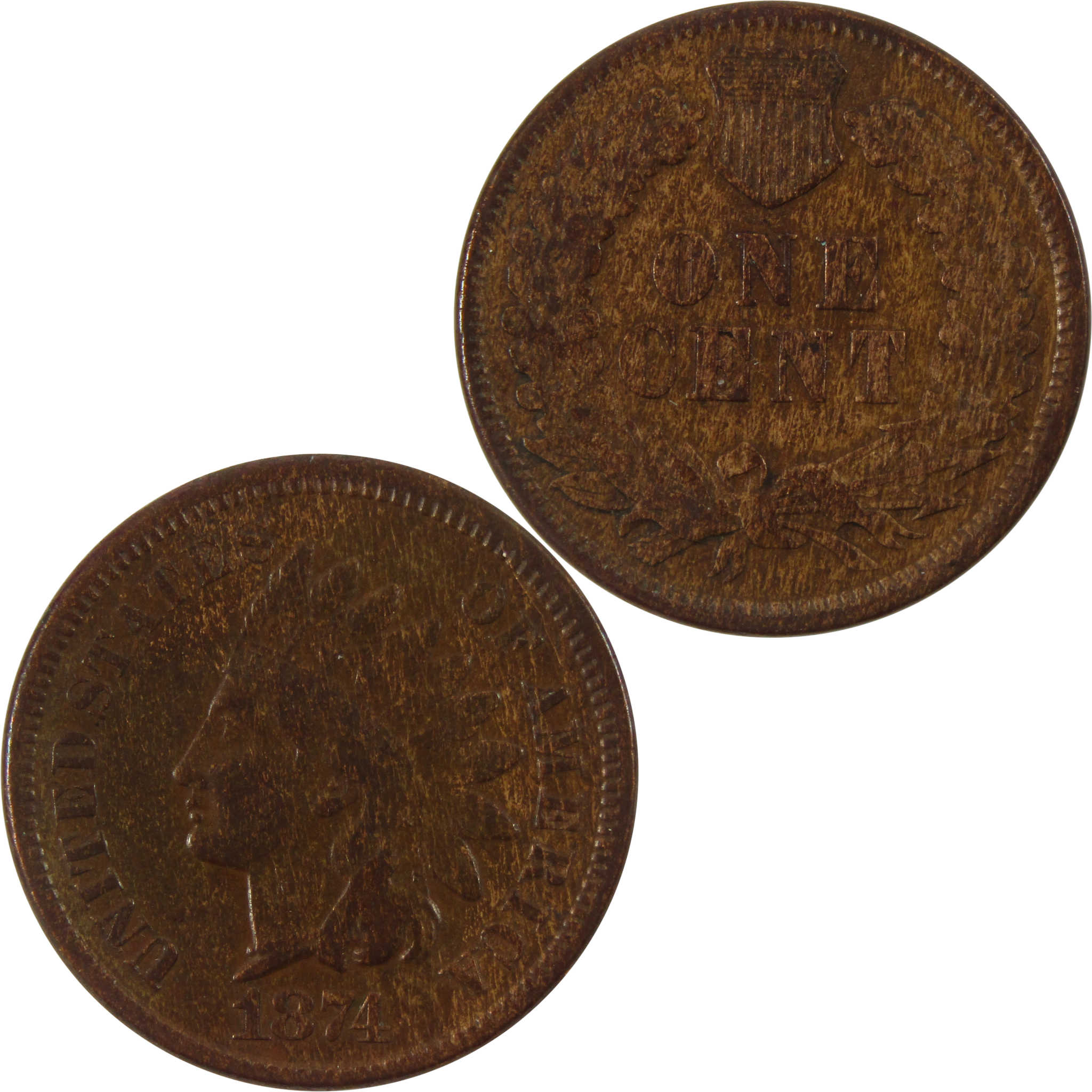 1874 Indian Head Cent VF Very Fine Penny 1c Coin SKU:I7992