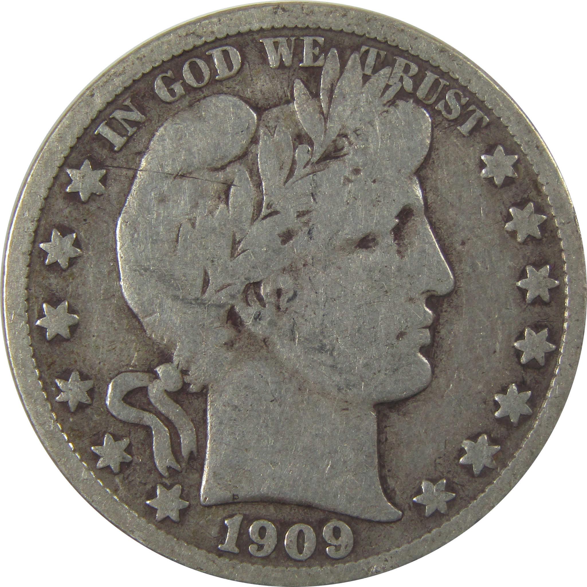 1909 S Barber Silver Half Dollar F Fine 50c Coin SKU:I25227