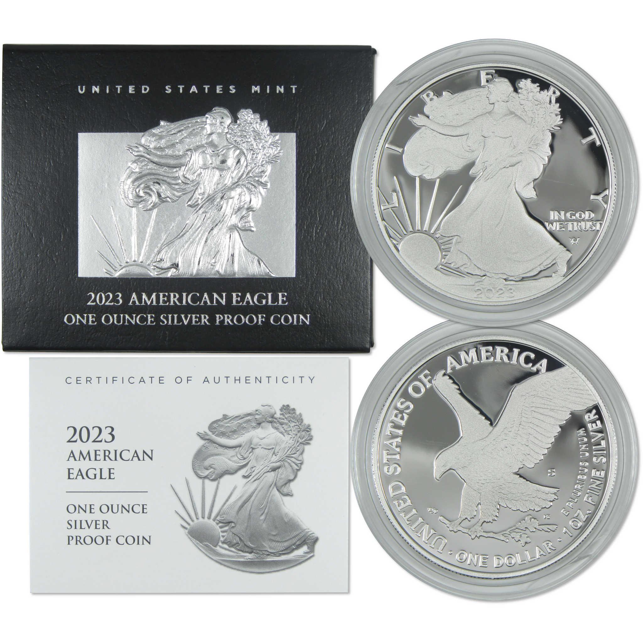 2023 S American Silver Eagle Choice Proof Bullion $1 Coin OGP COA