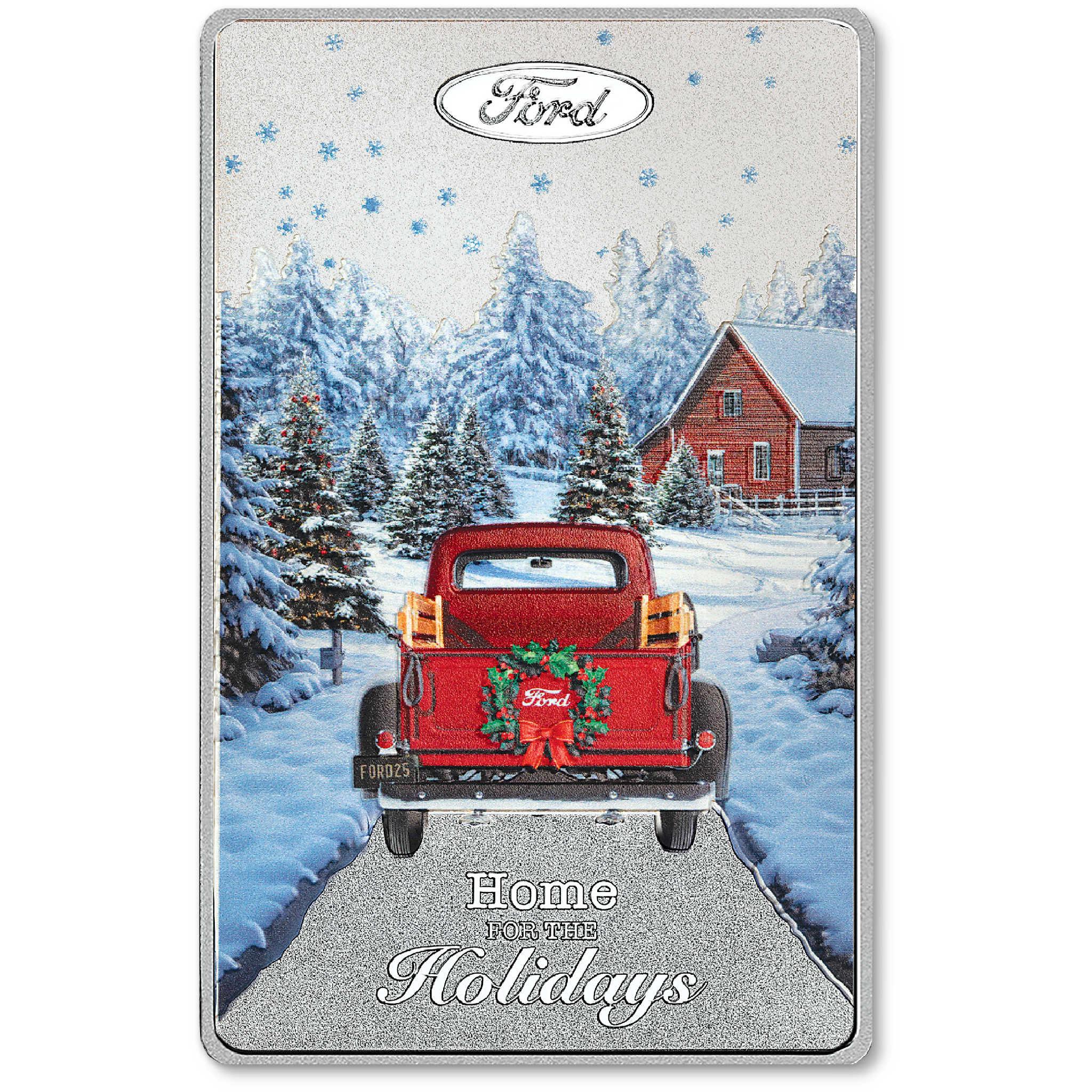 2025 Liberia Ford Holiday Truck White Brass Uncirculated $1 Coin Bar
