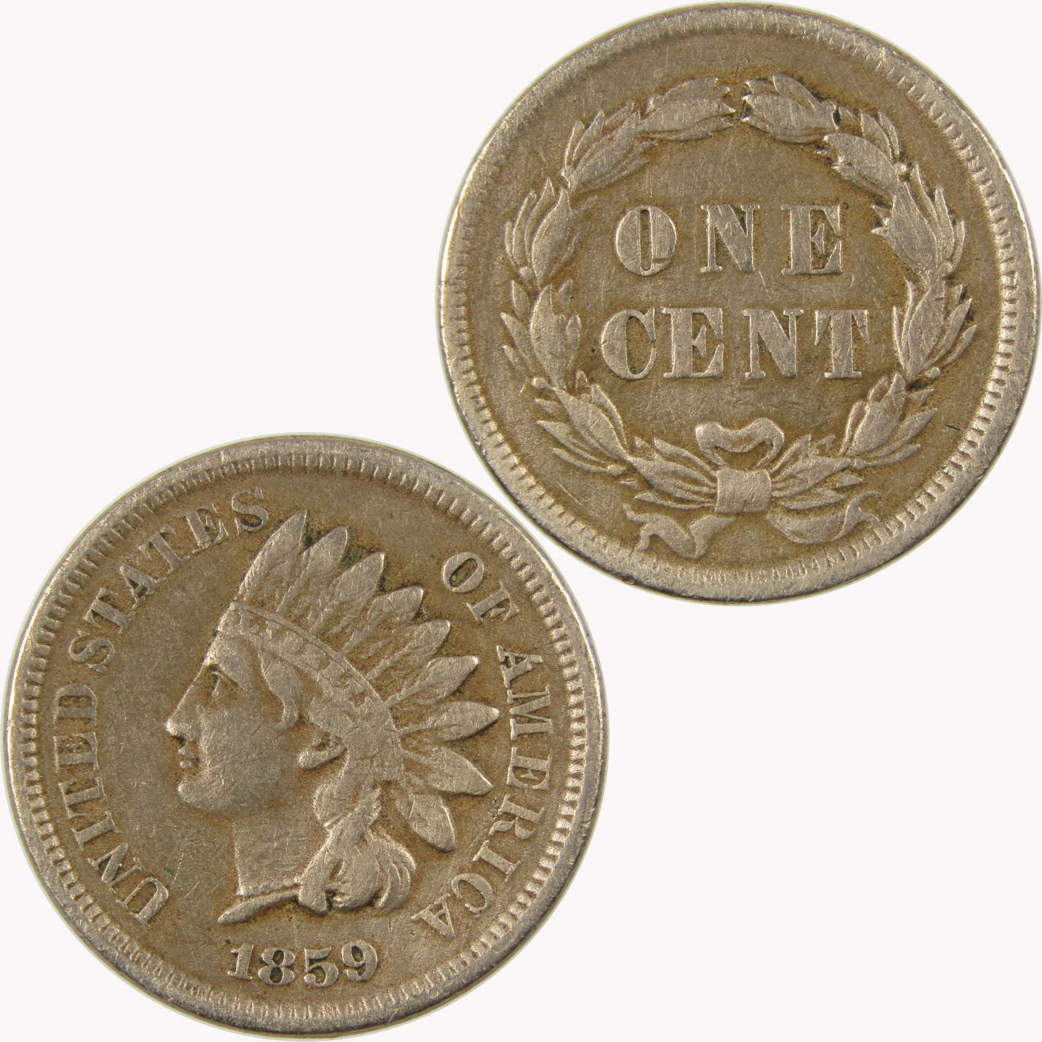 1859 Indian Head Cent VF Very Fine Details Penny 1c Coin SKU:CP1075