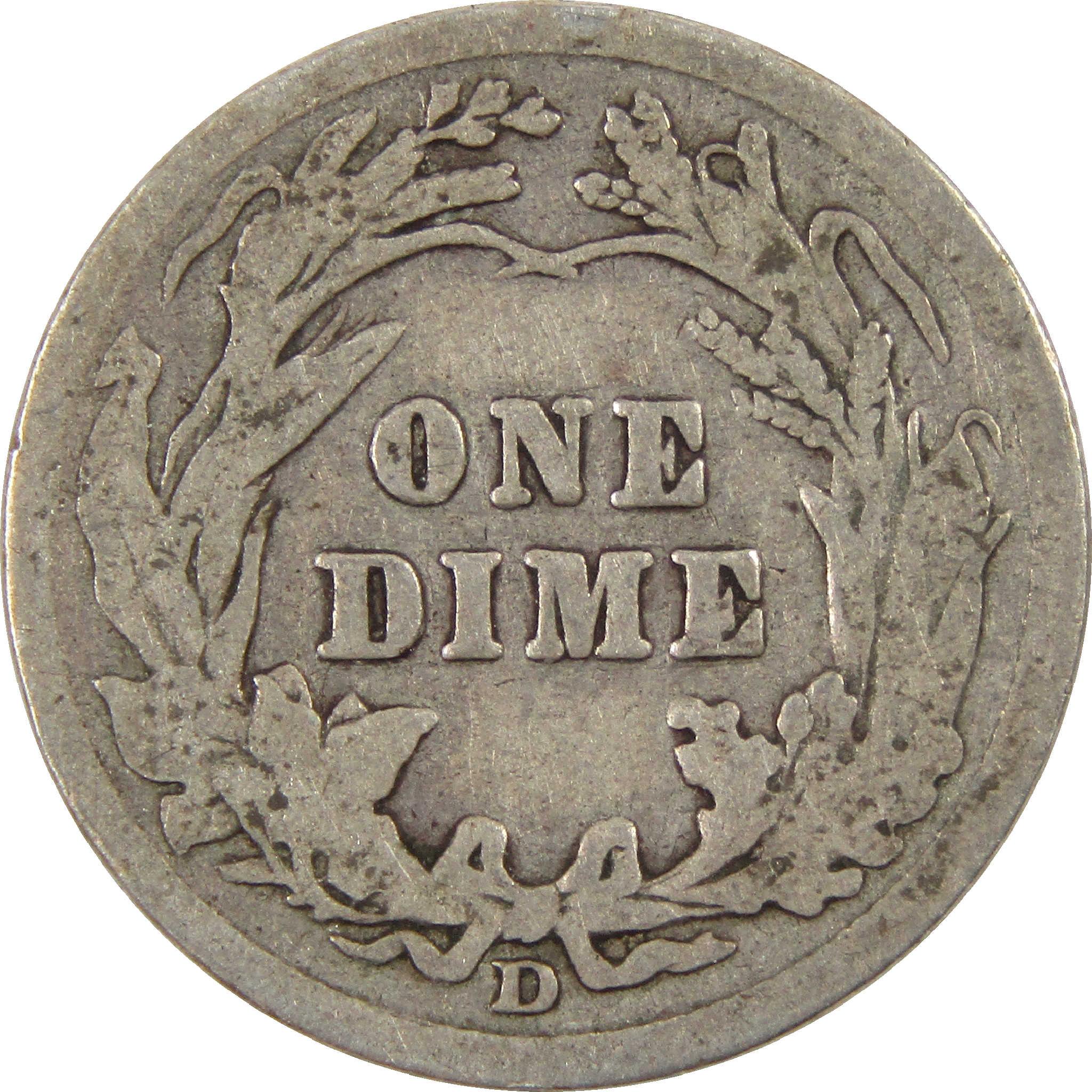 1911 D Barber Dime Circulated Silver 10c Coin Collectible
