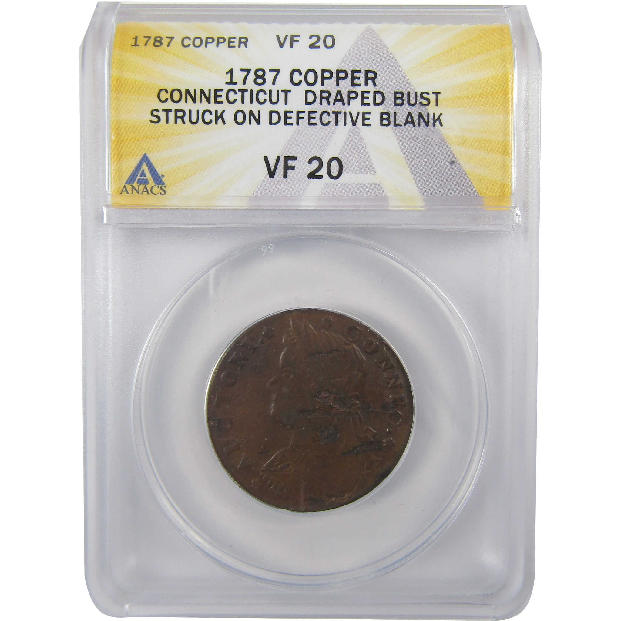 1787 Draped Bust Connecticut VF 20 ANACS Post Colonial Coin SKU:I25652