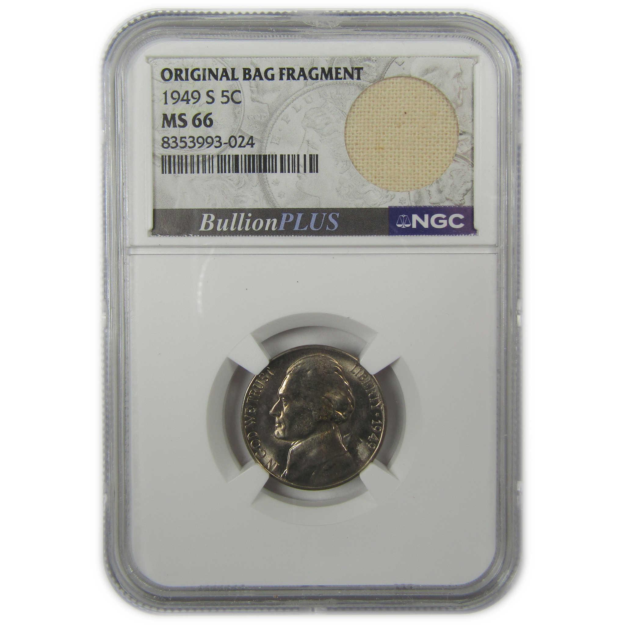 1949 S Jefferson Nickel MS 66 NGC Original Bag Fragment SKU:I22104