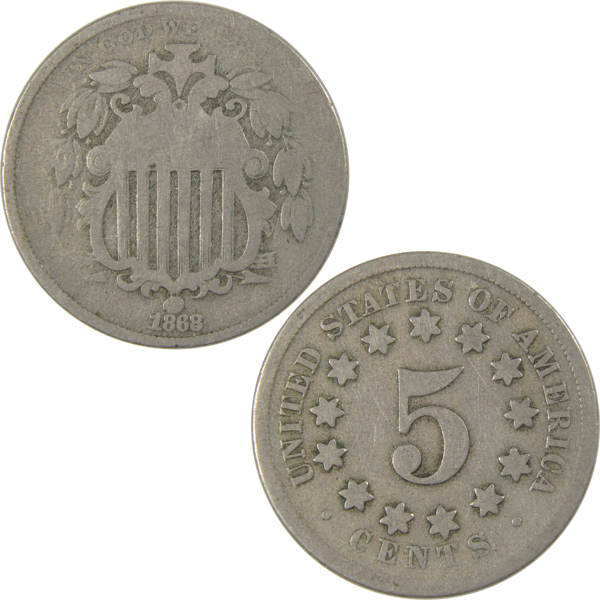 1868 Shield Nickel G Good 5c Coin SKU:I23830