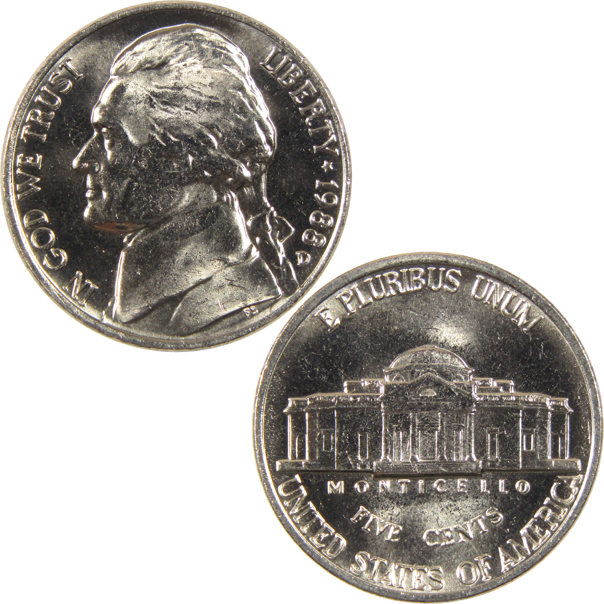 1988 D Jefferson Nickel BU Uncirculated 5c Coin