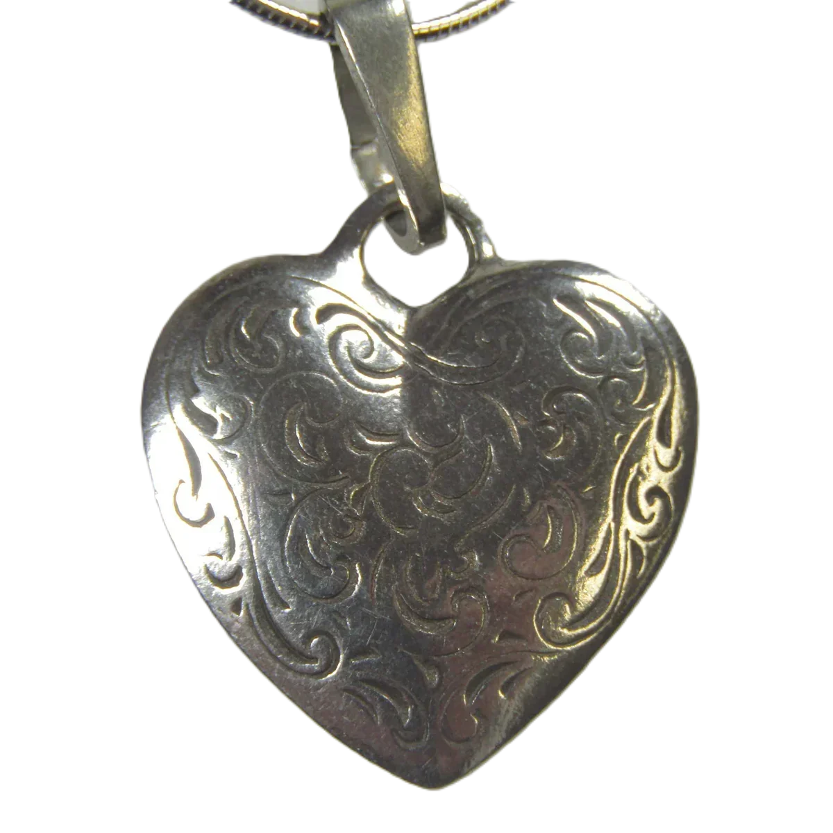 Florentine Heart Pewter Necklace with 18-inch Sterling Silver Chain