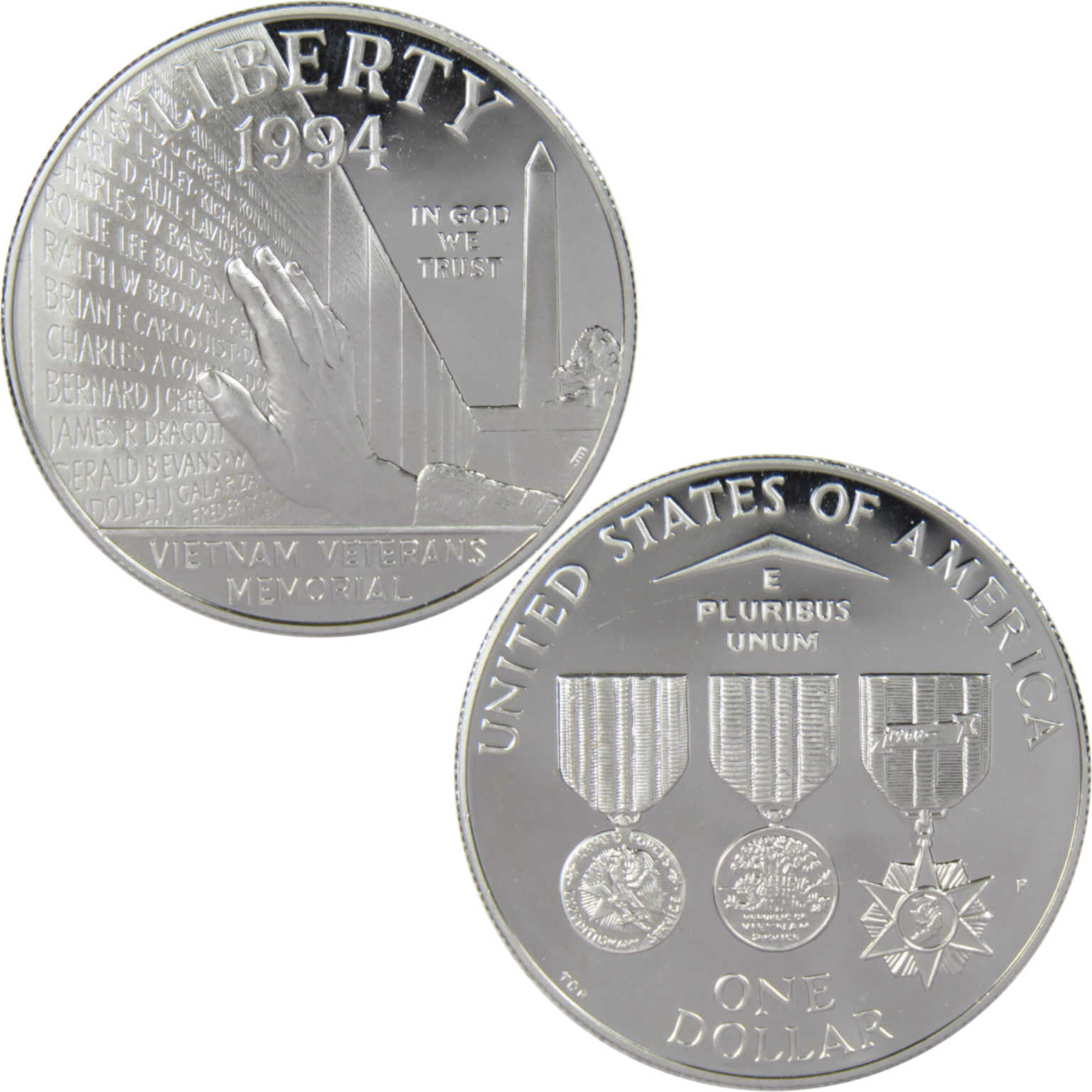 Vietnam Veterans Commemorative 1994 P 90% Silver Dollar Proof $1 Coin