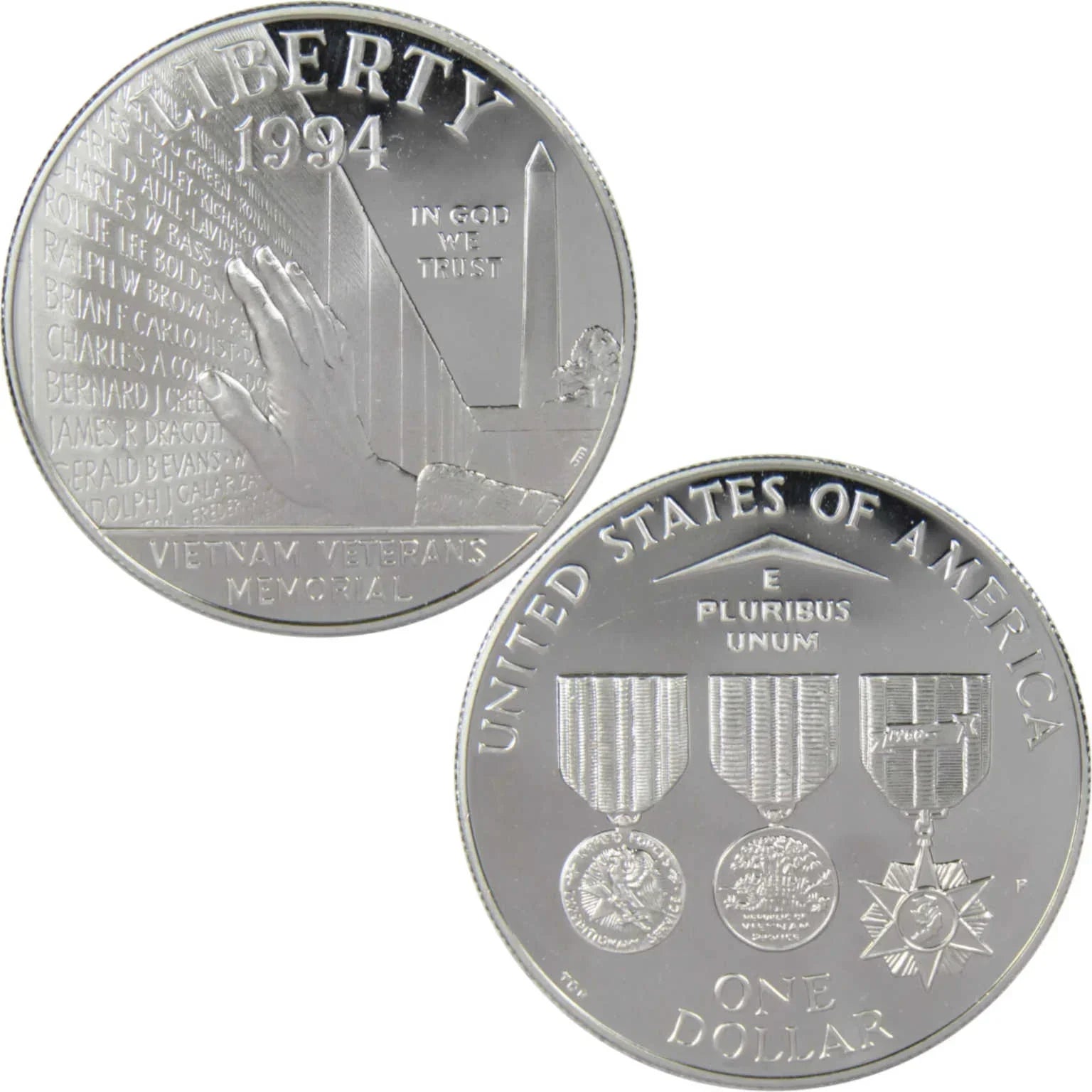 Vietnam Veterans Commemorative 1994 P 90% Silver Dollar Proof $1 Coin