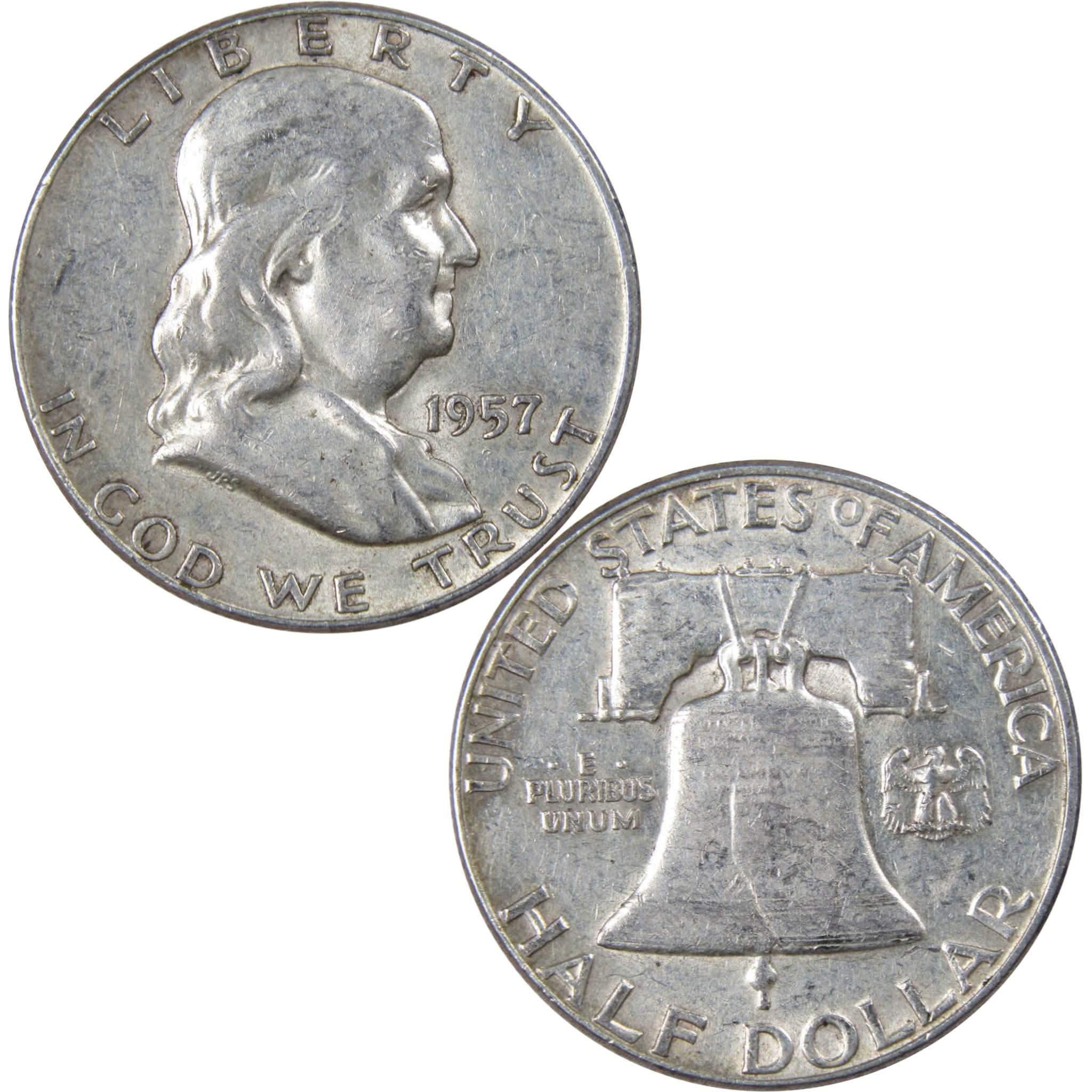 1957 Franklin Half Dollar XF EF Extremely Fine 90% Silver 50c US Coin