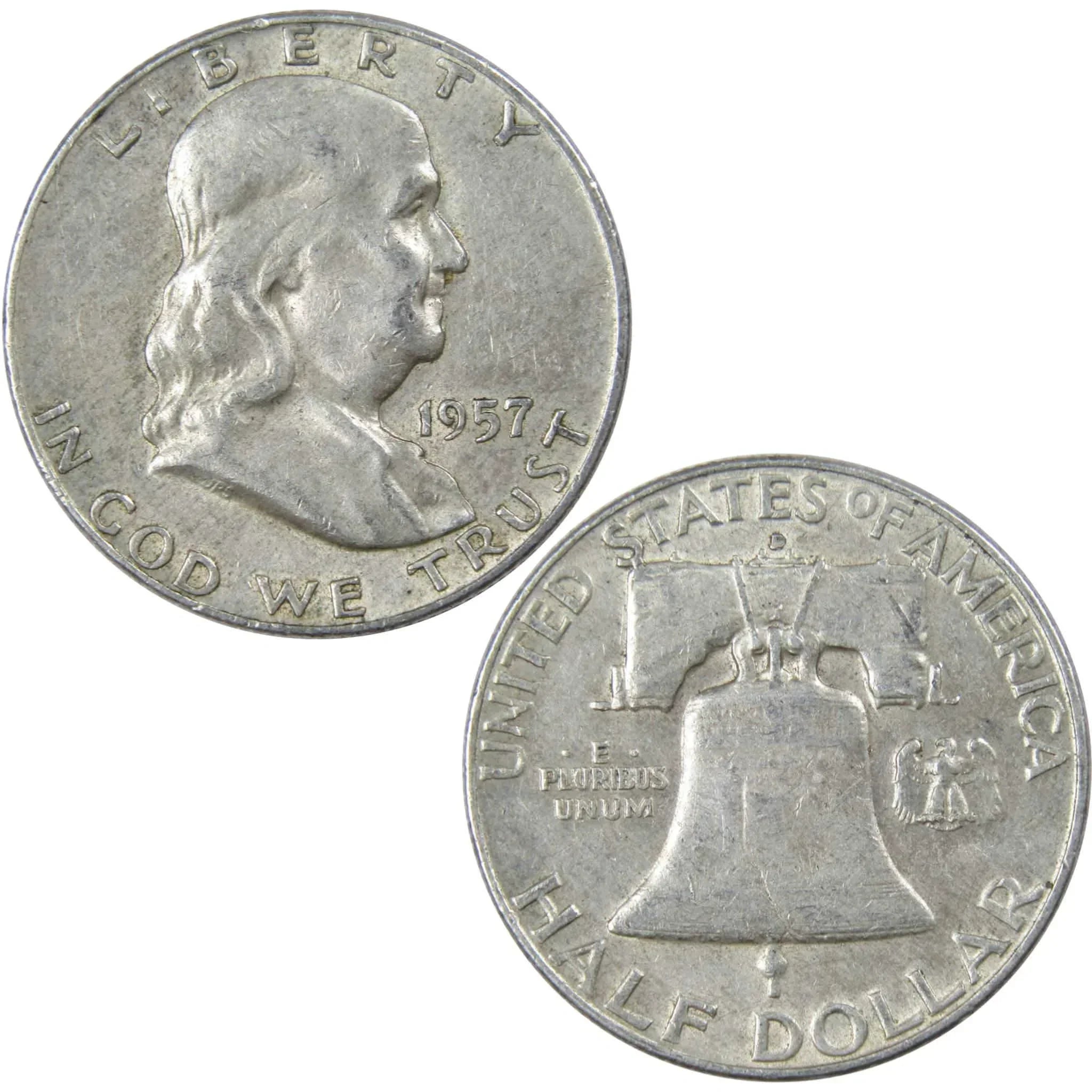 1957 D Franklin Half Dollar XF EF Extremely Fine 90% Silver 50c US Coin