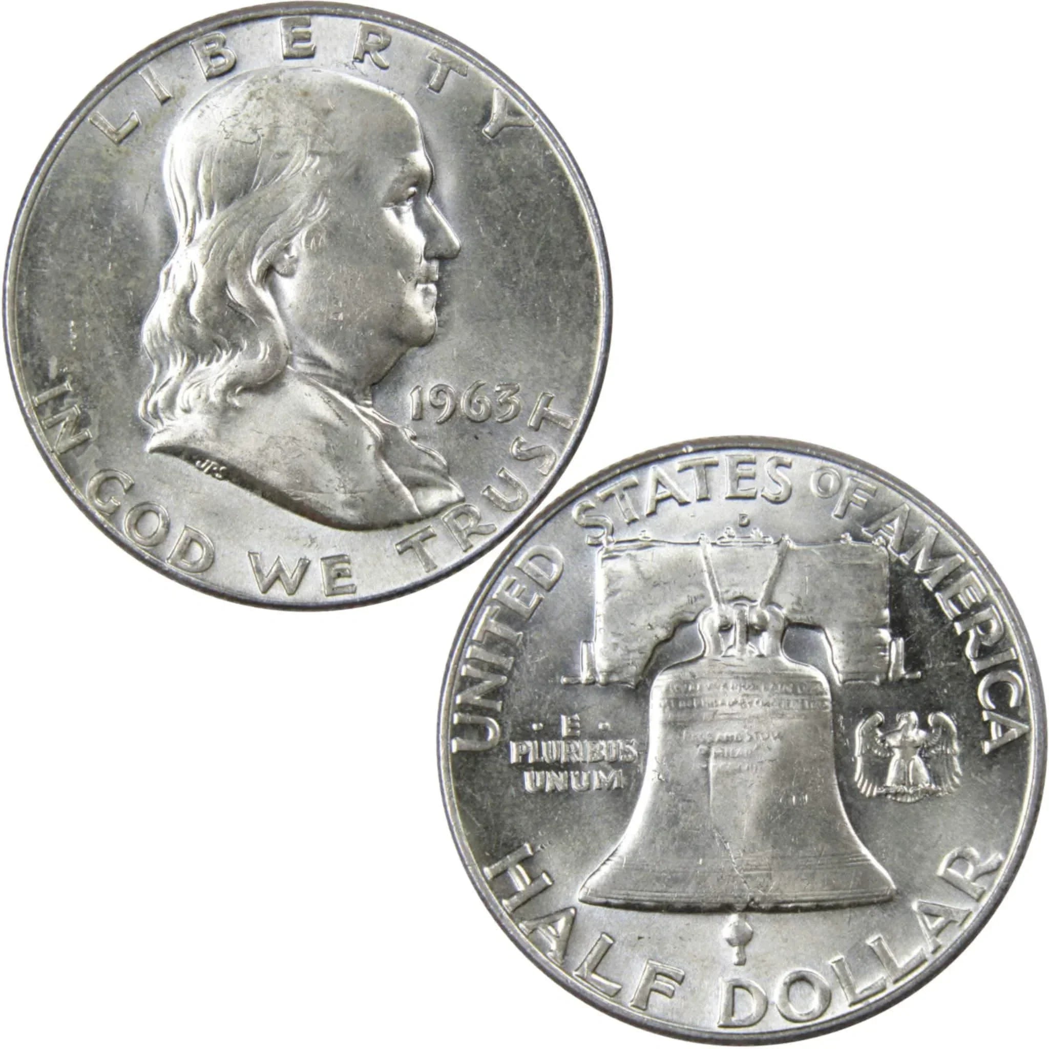 1963 D Franklin Half Dollar AU About Uncirculated 90% Silver 50c US Coin