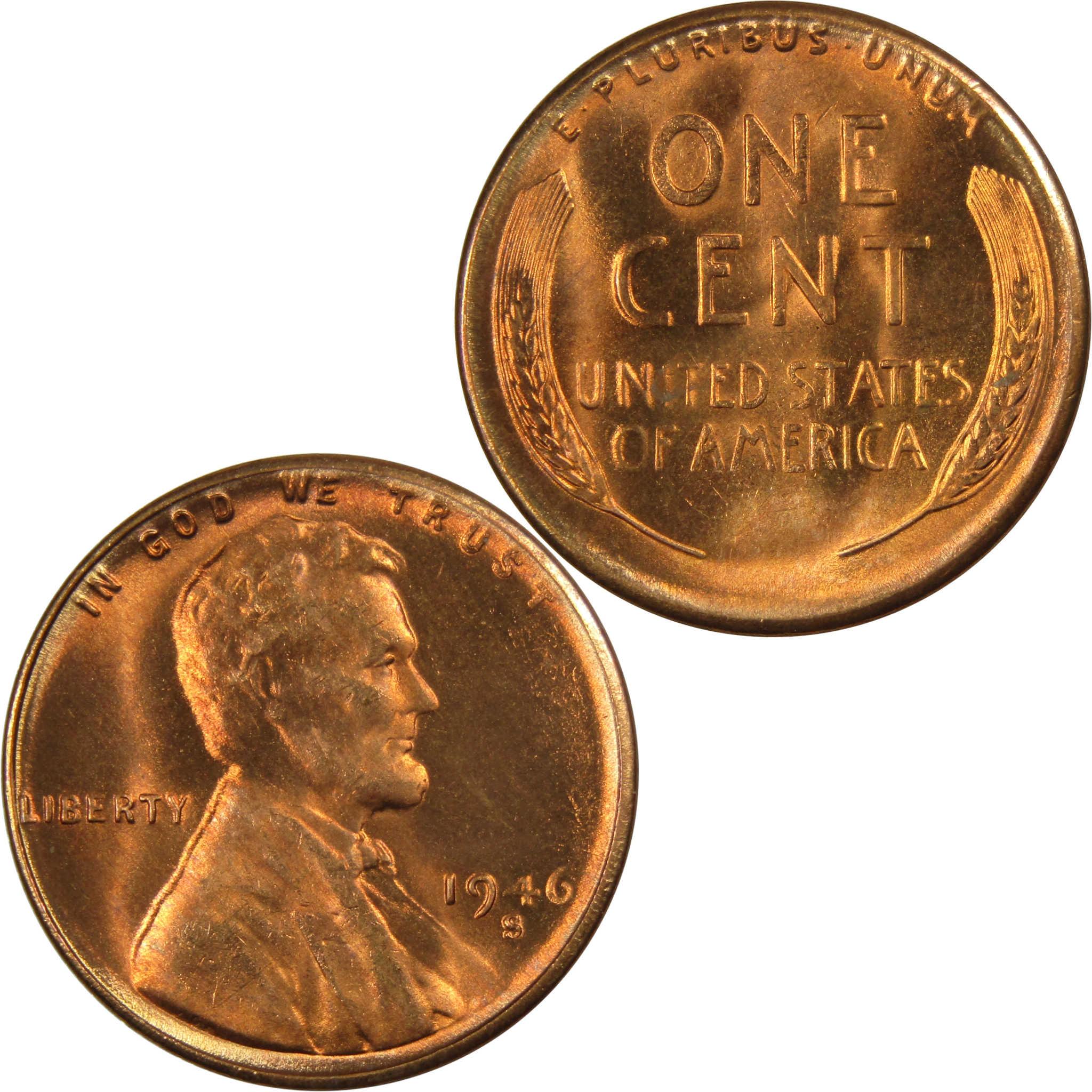 1946 S Lincoln Wheat Cent BU Uncirculated Mint State Bronze Penny 1c Coin