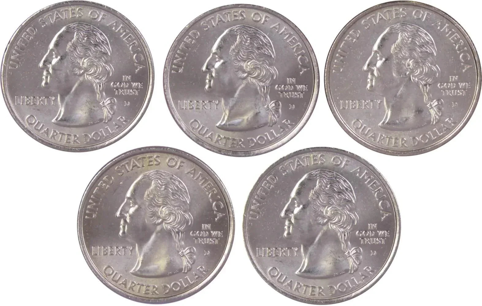 2001 D State Quarter 5 Coin Set BU Uncirculated Mint State 25c Collectible