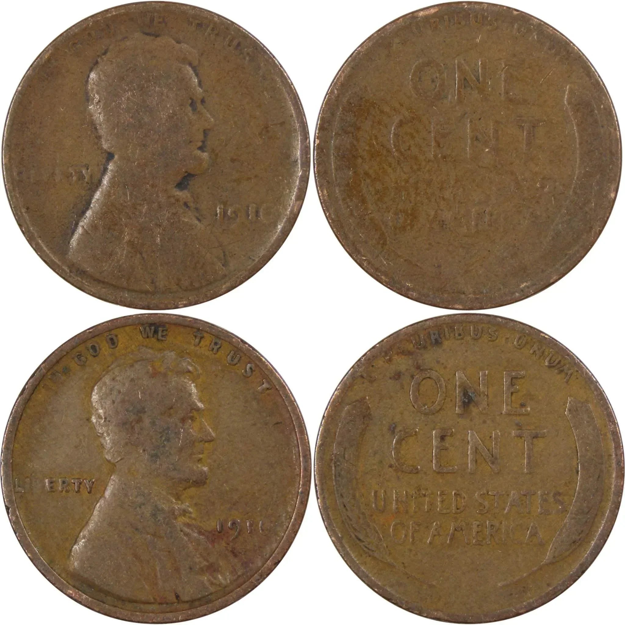 Pre-1930 Lincoln Wheat Cent 10 Piece Set Bronze Penny 1c US Coin Collectible
